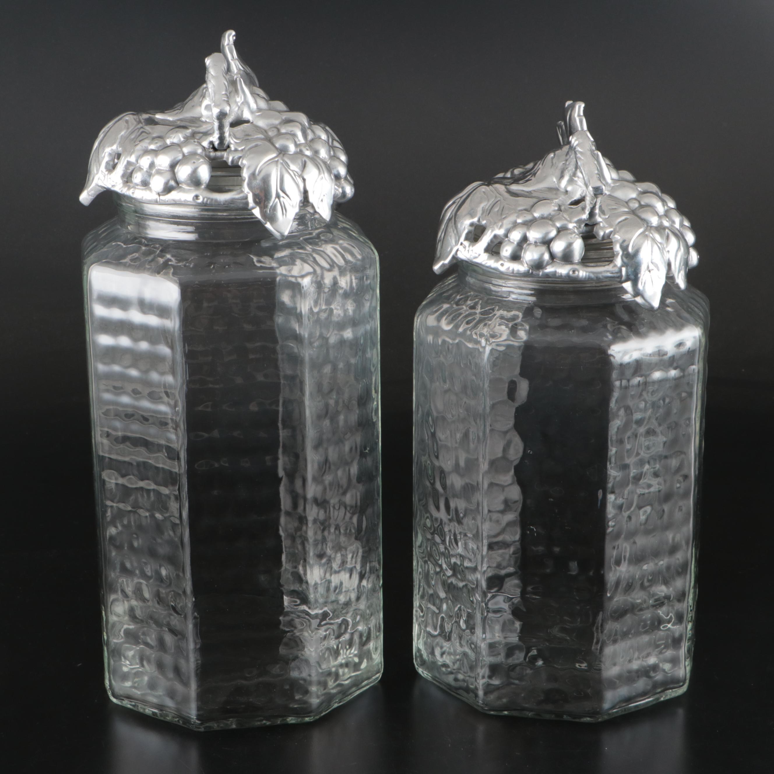 Arthur Court Metal Grapevine and Glass Food Storage Set, Early 21st C.