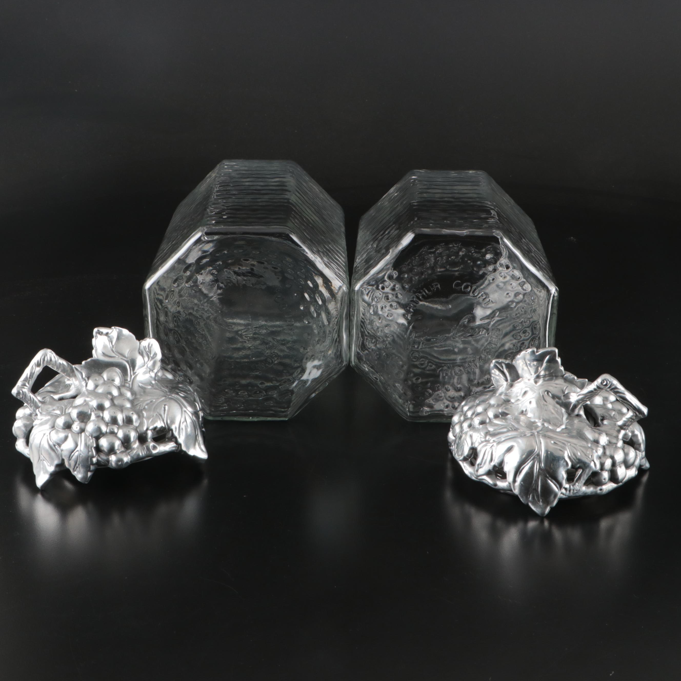 Arthur Court Metal Grapevine and Glass Food Storage Set, Early 21st C.