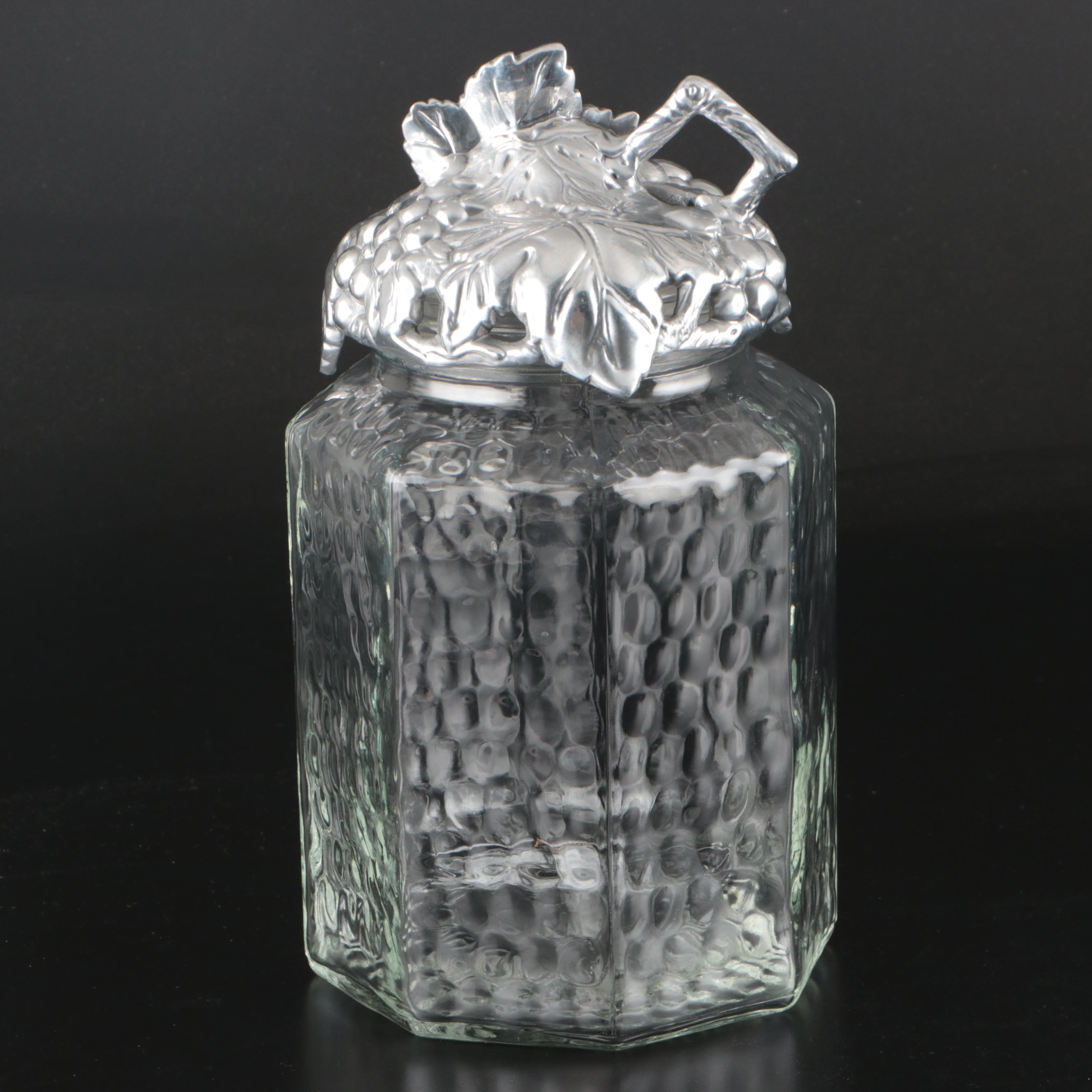 Arthur Court Metal Grapevine and Glass Food Storage Set, Early 21st C.