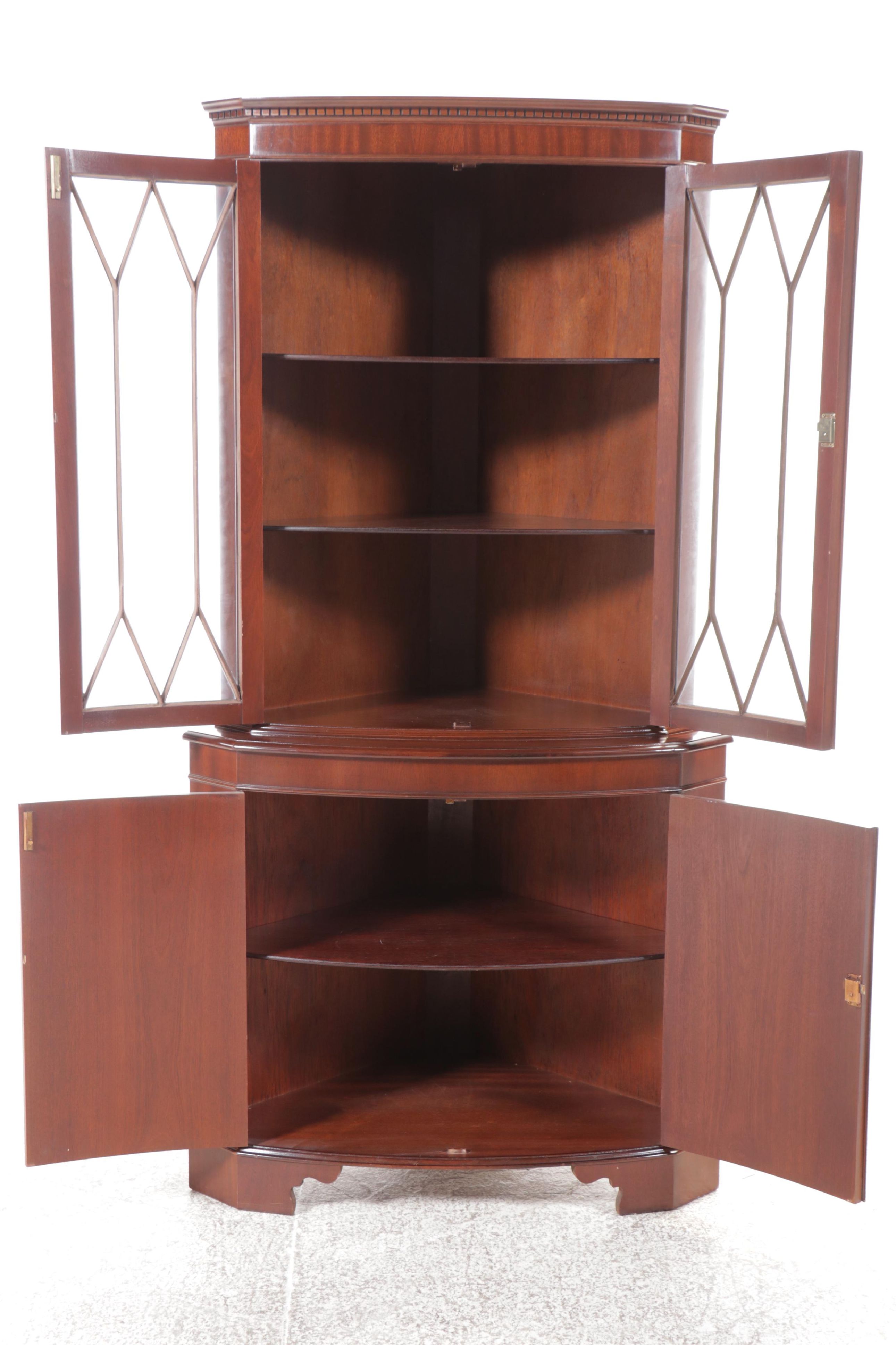 Georgian Style Mahogany Corner China Cabinet