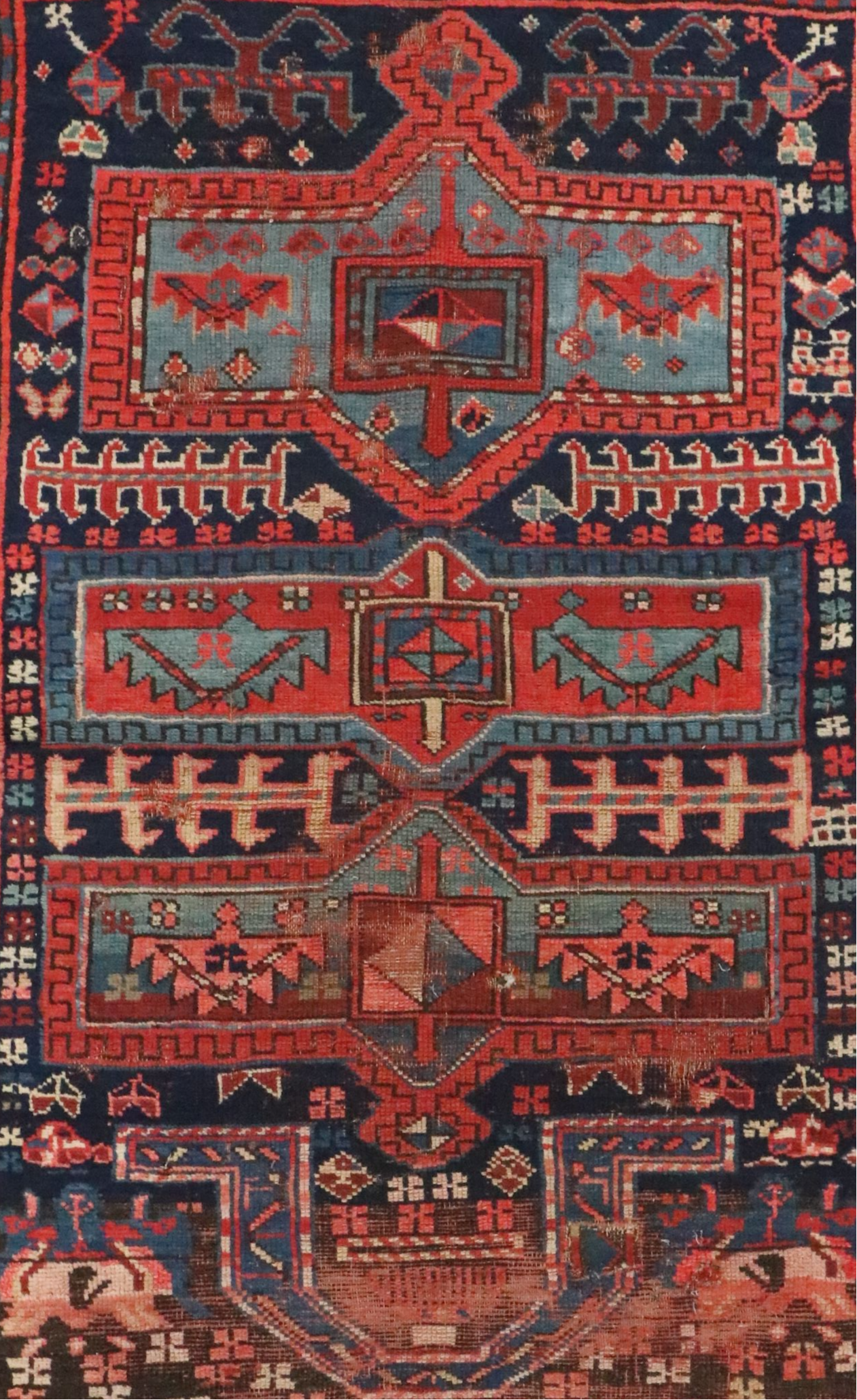 3' x 5' Hand-Knotted Caucasian Kazak Accent Rug