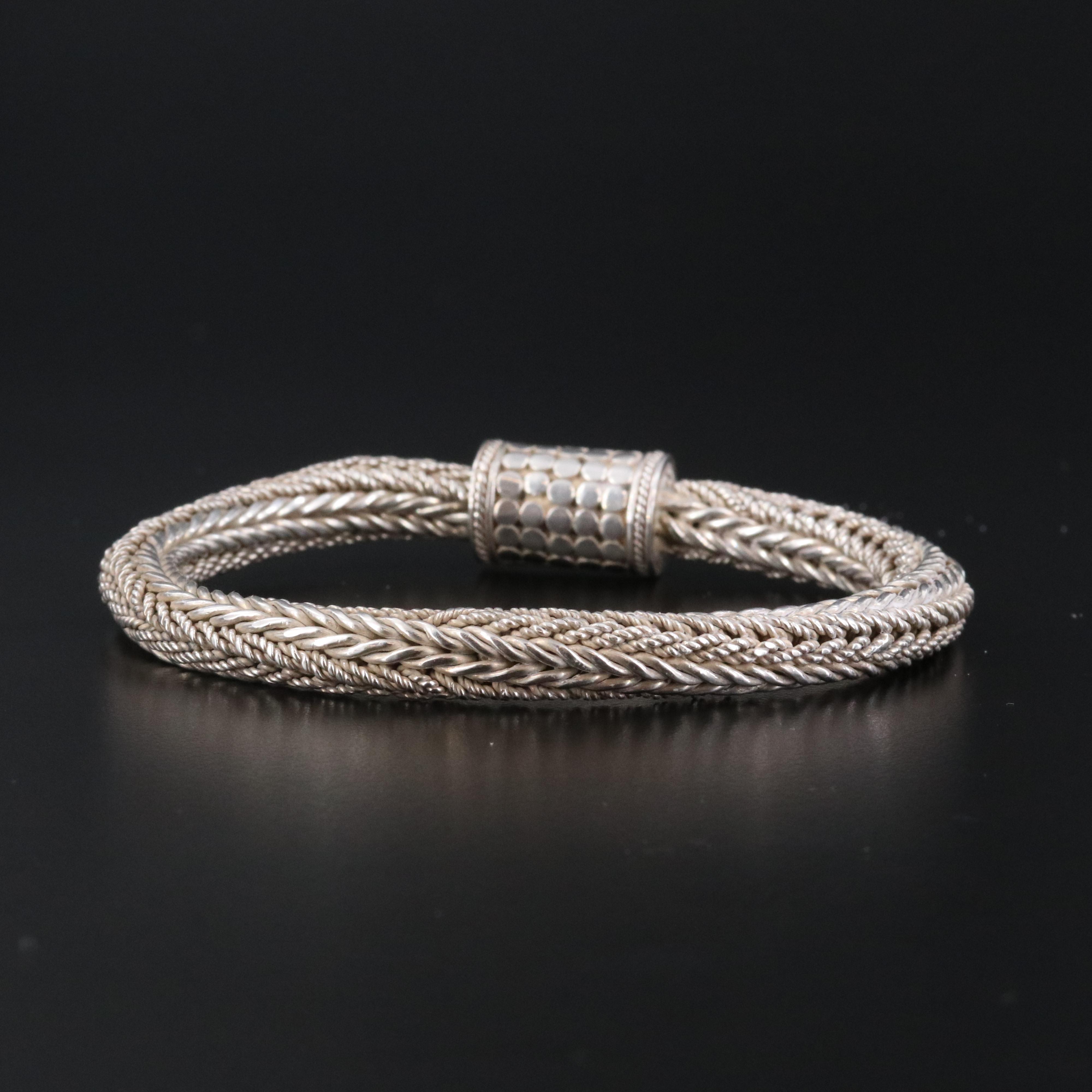 Sterling Braided Foxtail Chain Bracelet