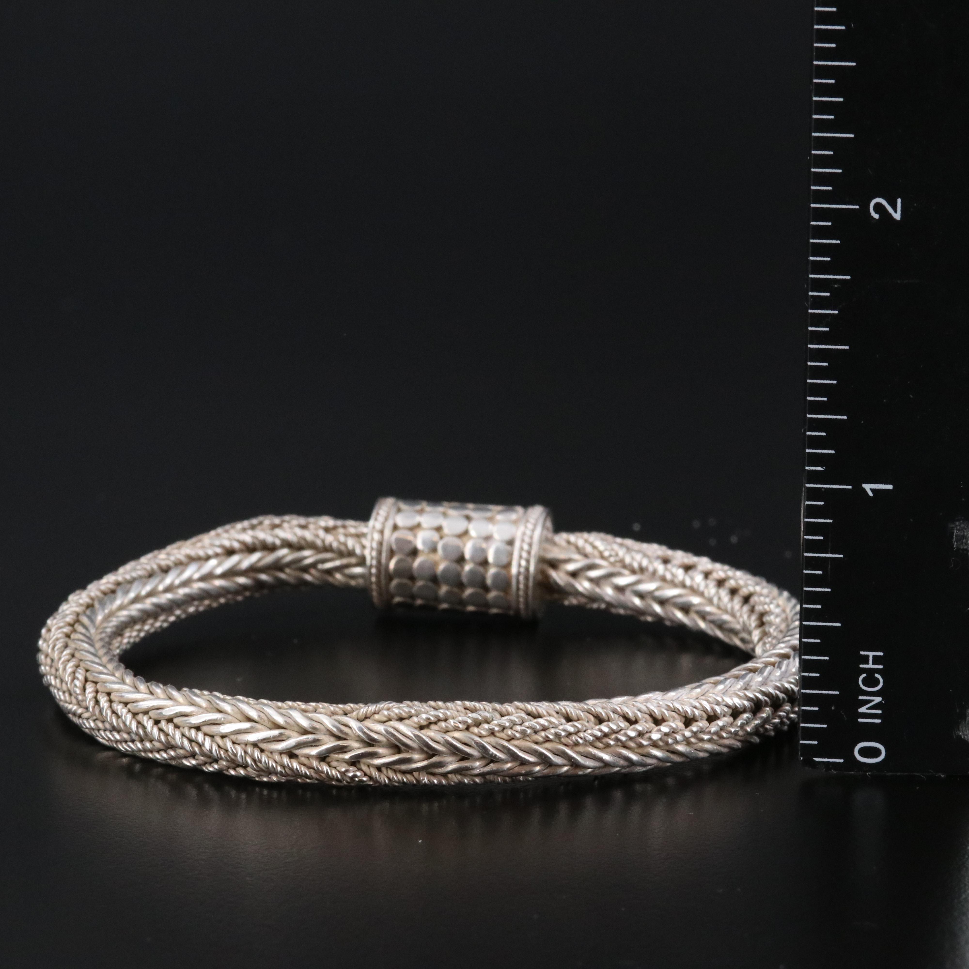Sterling Braided Foxtail Chain Bracelet