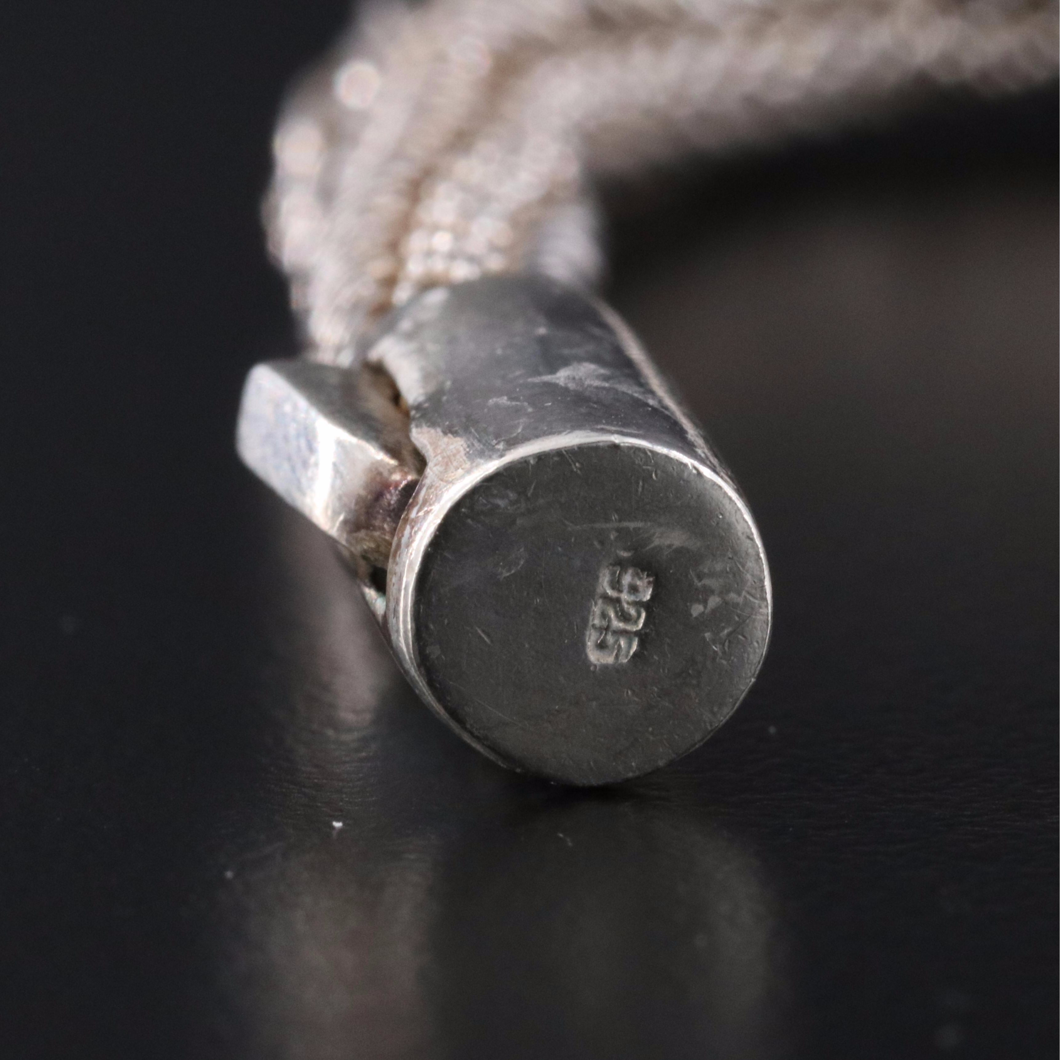 Sterling Braided Foxtail Chain Bracelet