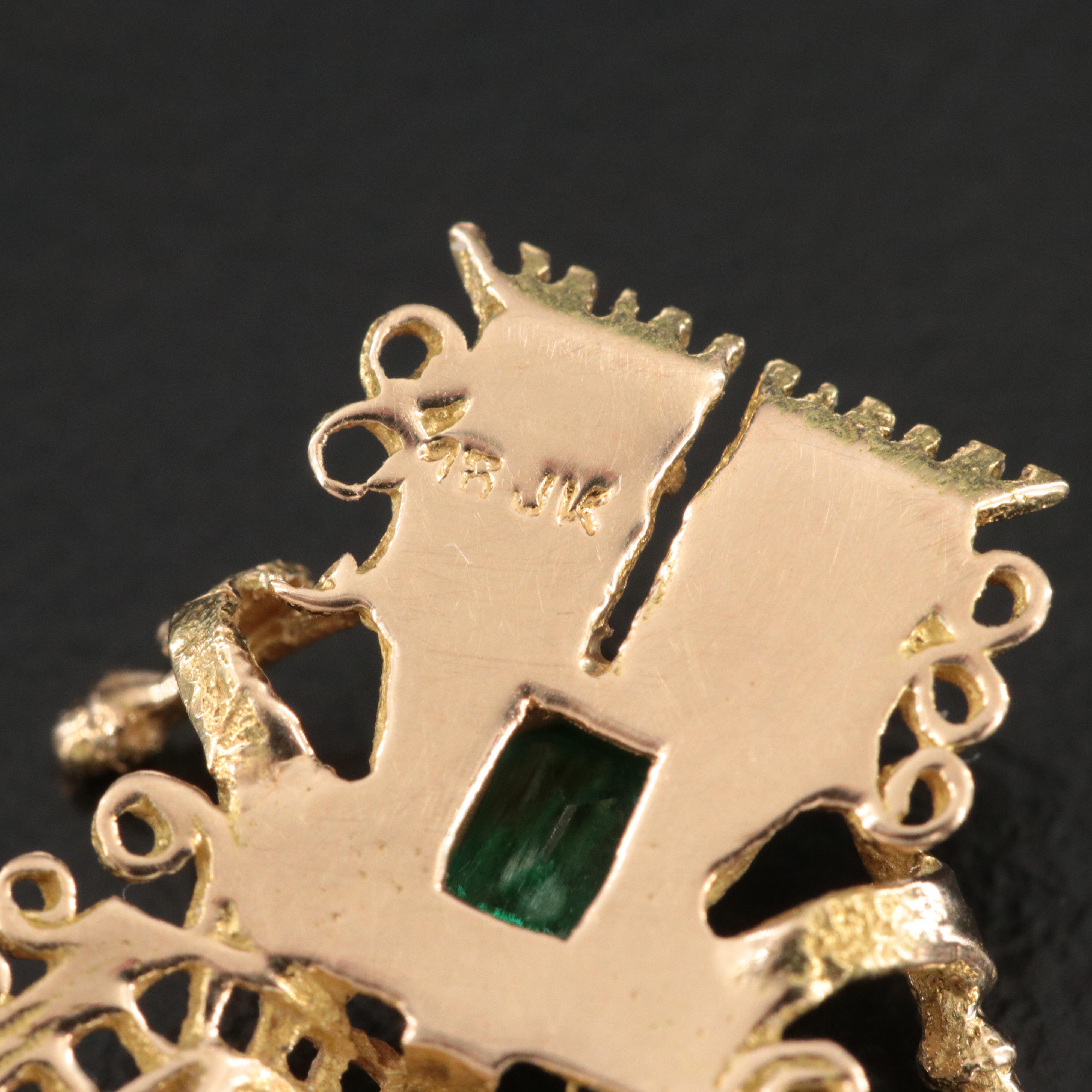 18K Emerald Pre-Colombian Deities Pendant