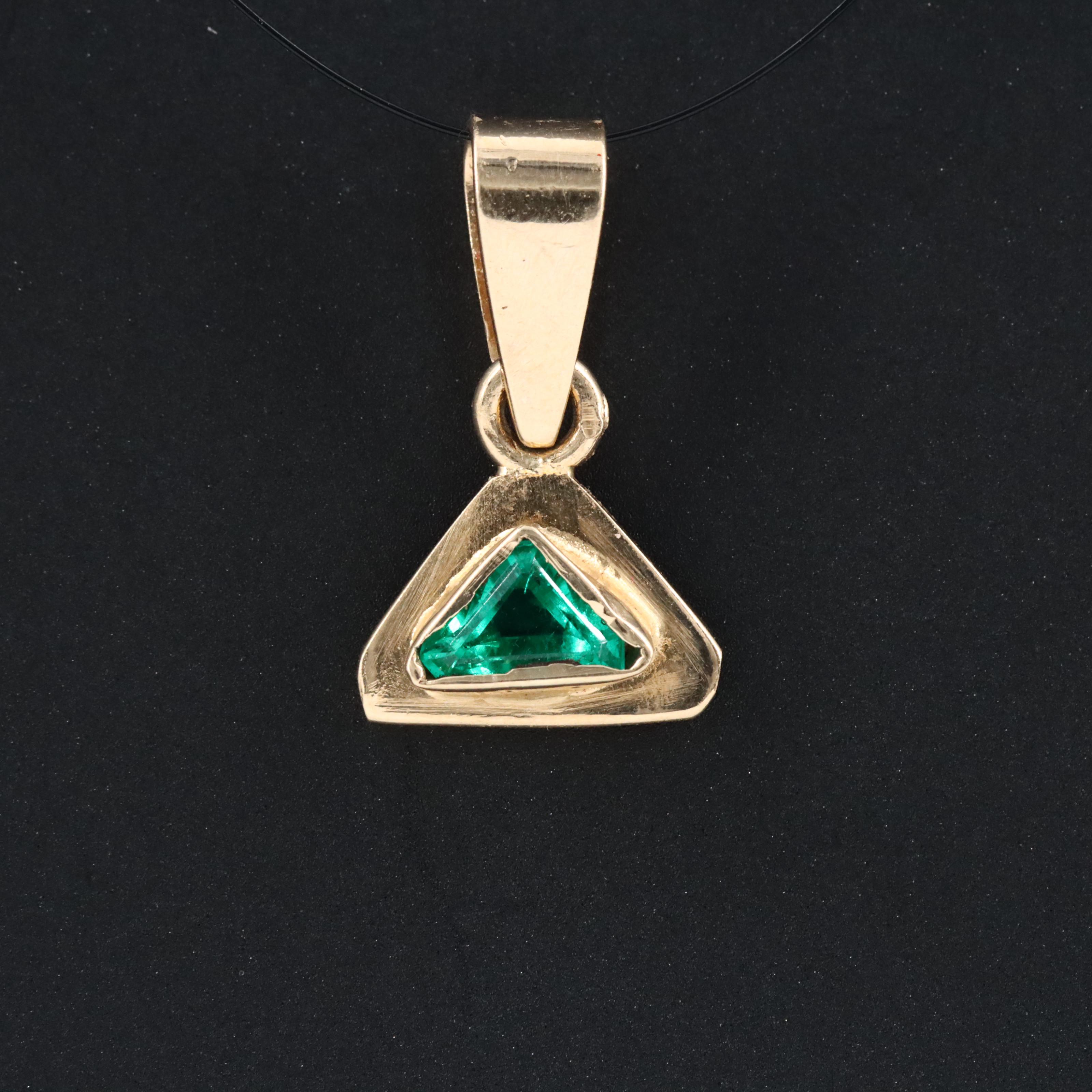18K Emerald Bezel Pendant