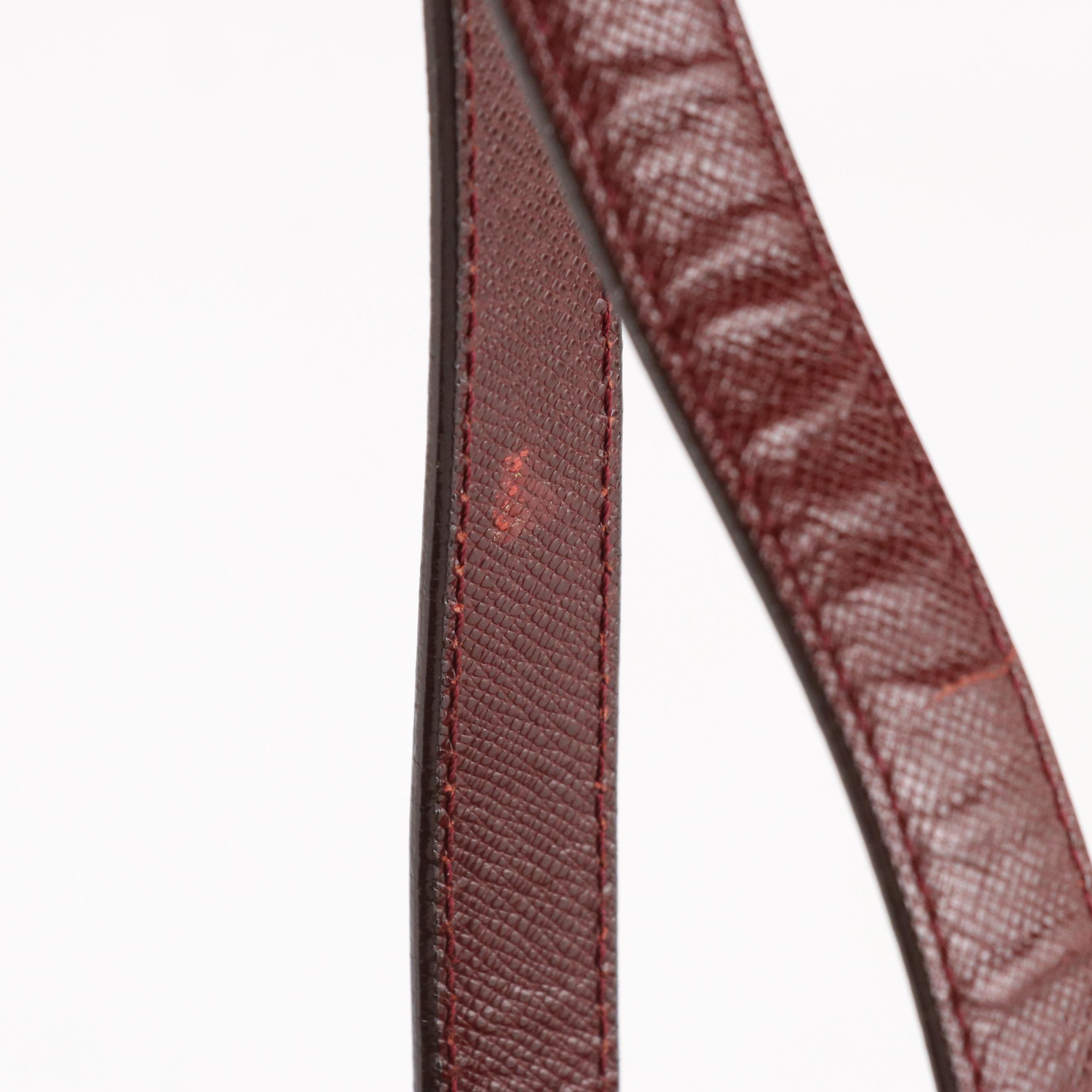 Burberry Shoulder Bag in House Check Canvas and Dark Red Saffiano Leather