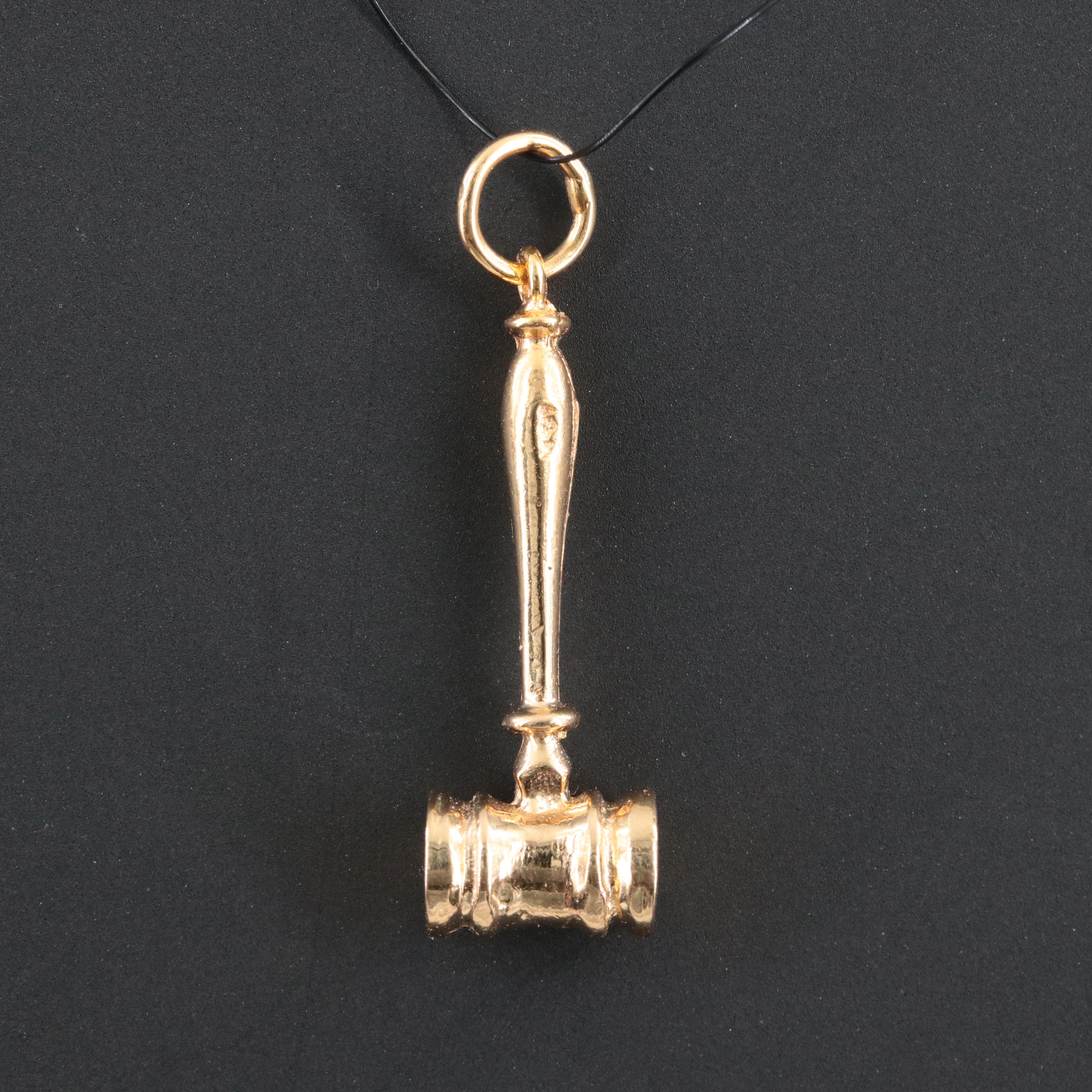 14K Gavel Charm Pendant
