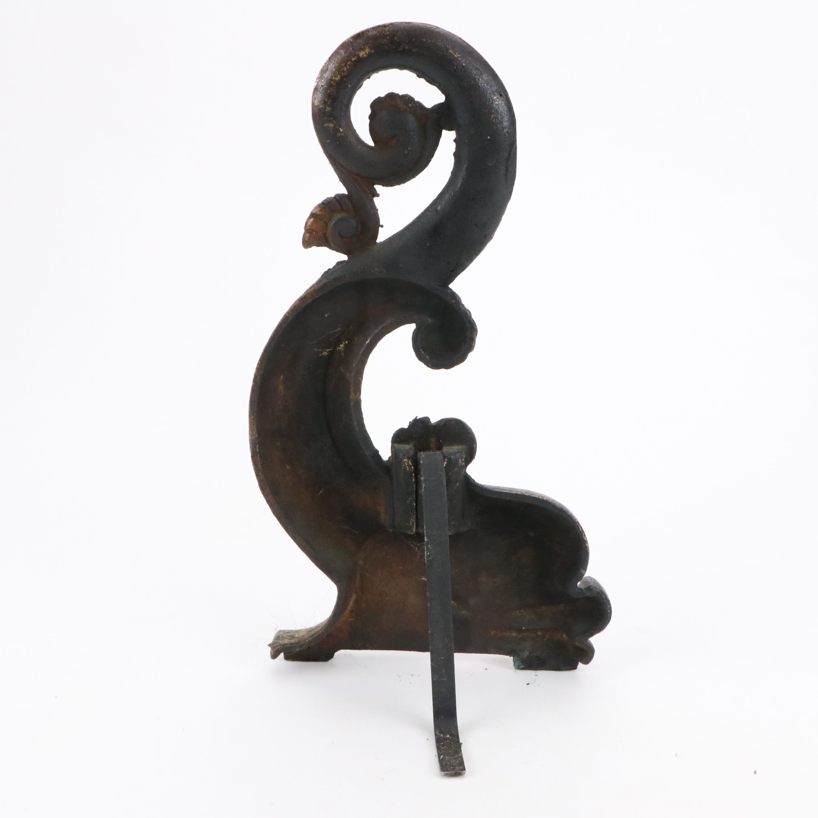 Rococo Style Dolphin Brass Clad Cast Iron Andiron Cover