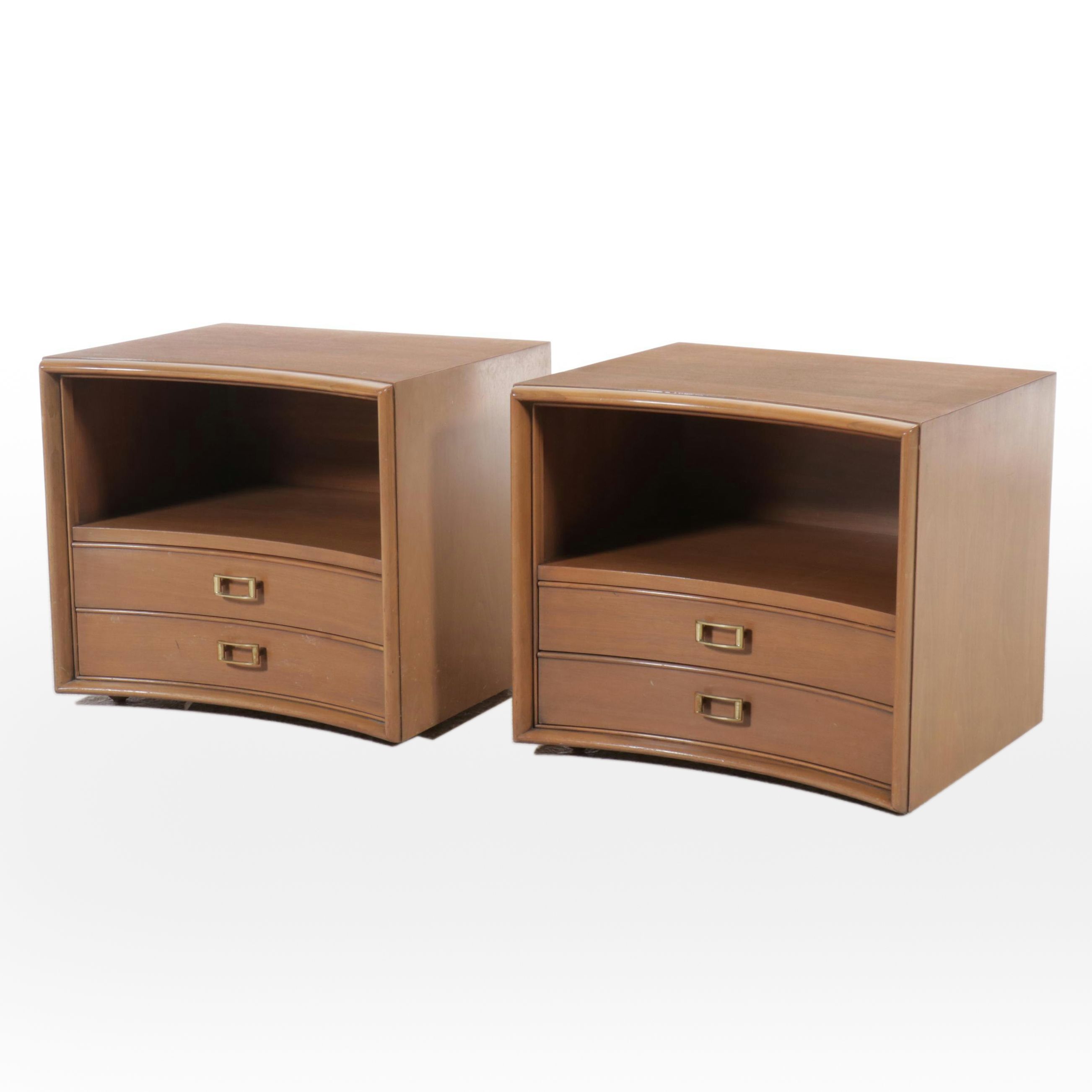 Pair of Johnson Furniture Mid Century Modern Walnut Nightstands