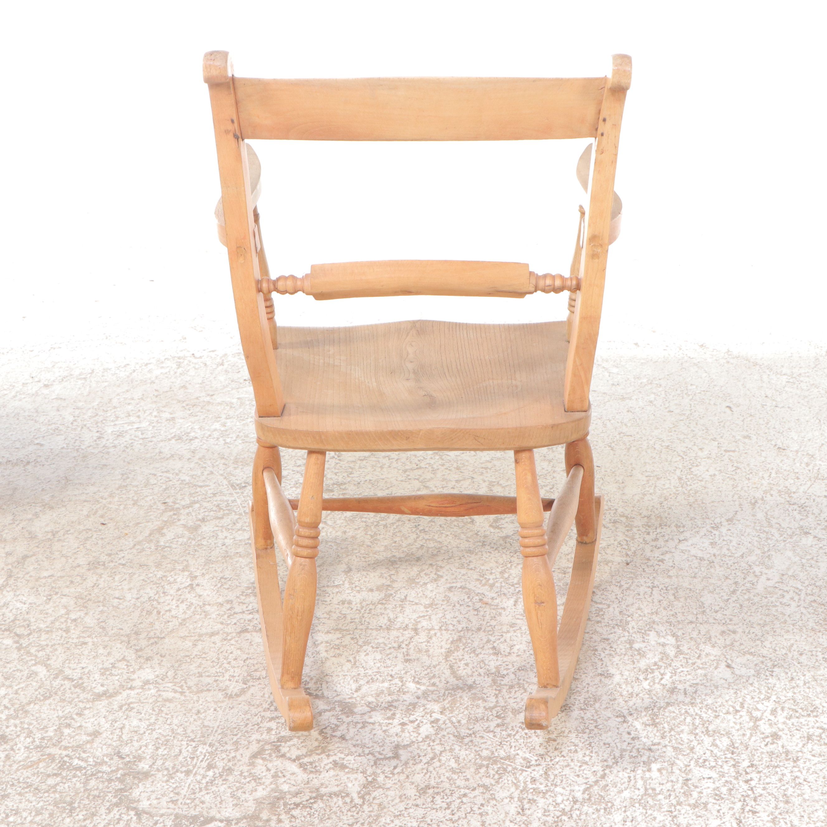 Primitive Style Pine Rocking Chair with Accent Table