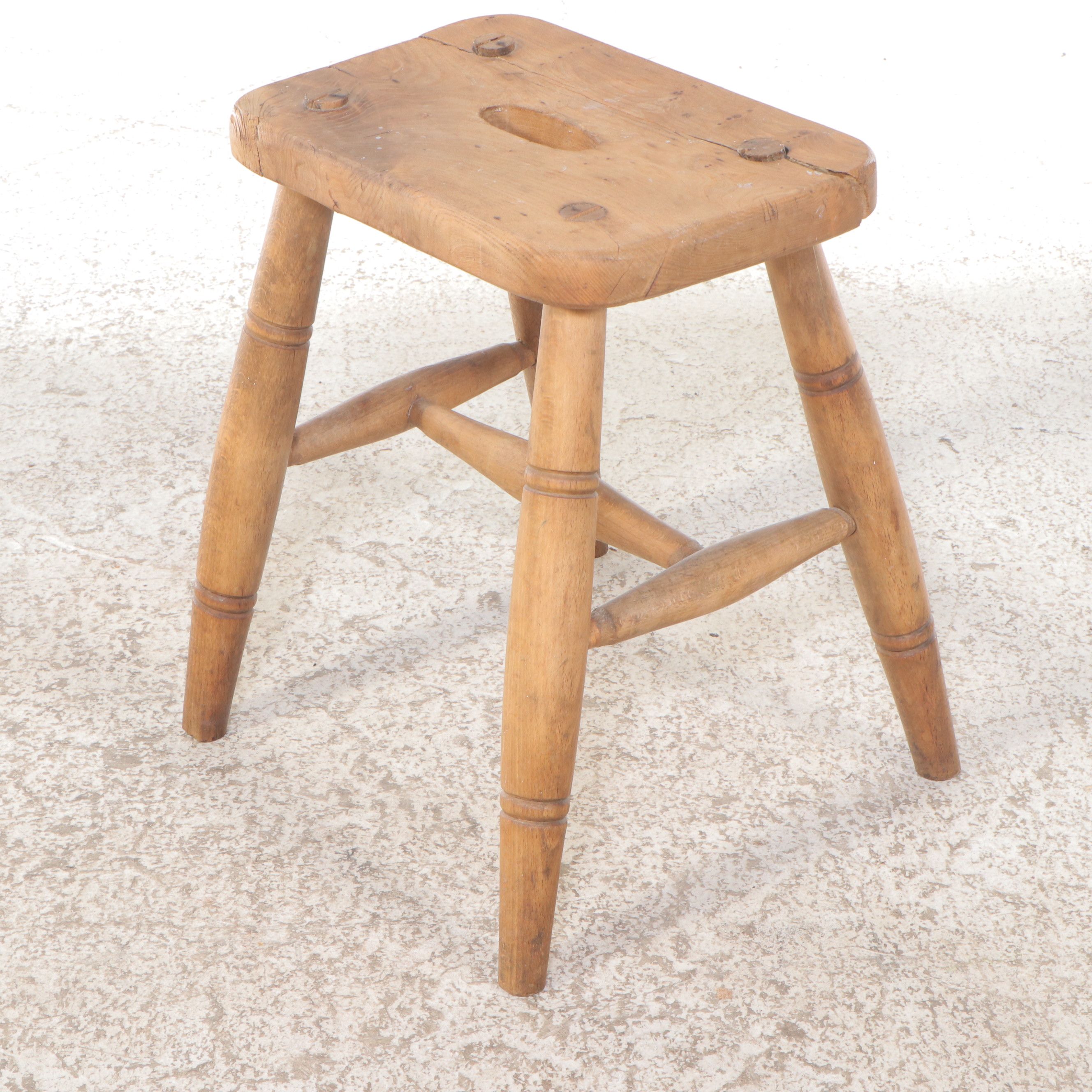 Primitive Style Pine Rocking Chair with Accent Table