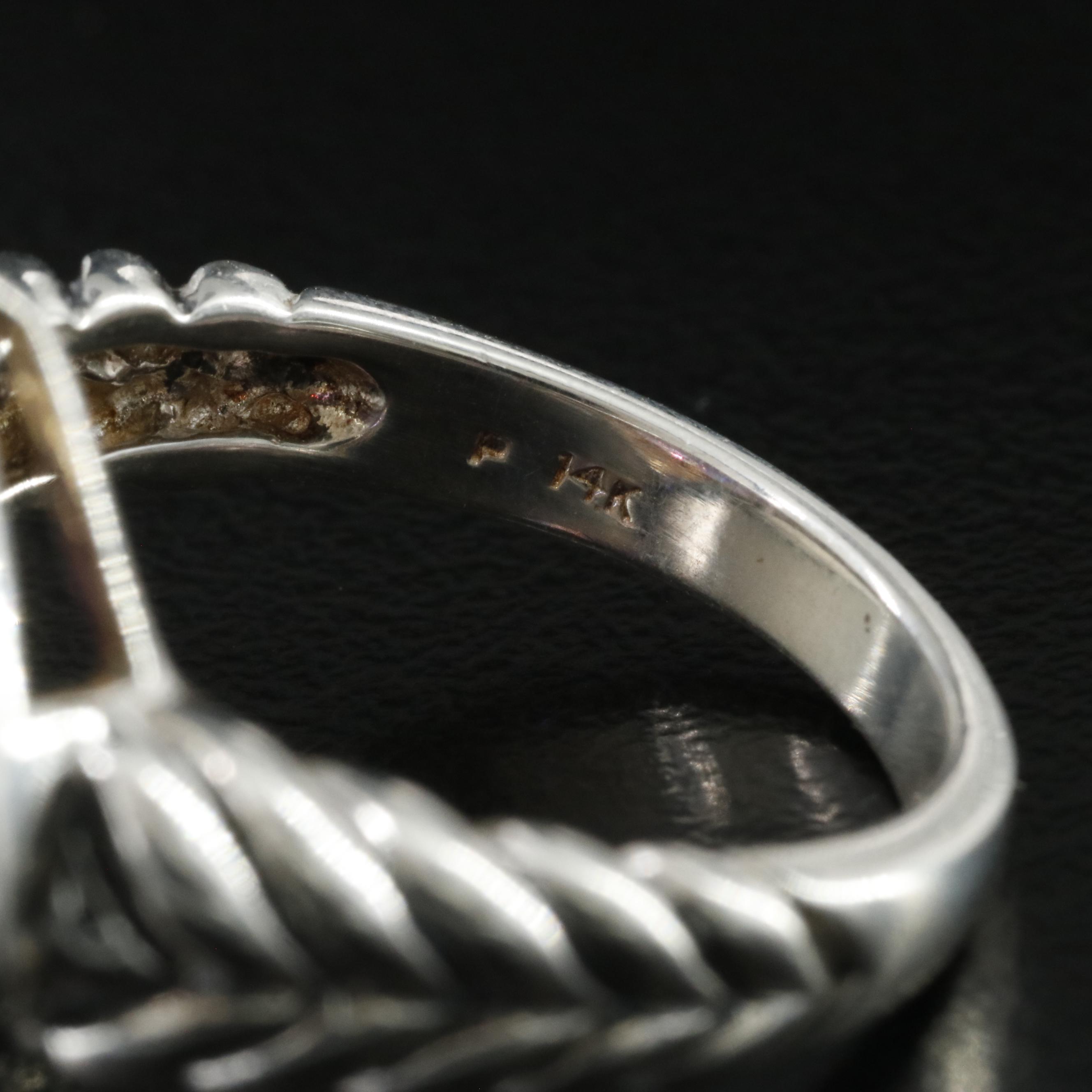 Sterling Amethyst and Diamond Ring with 14K Accent