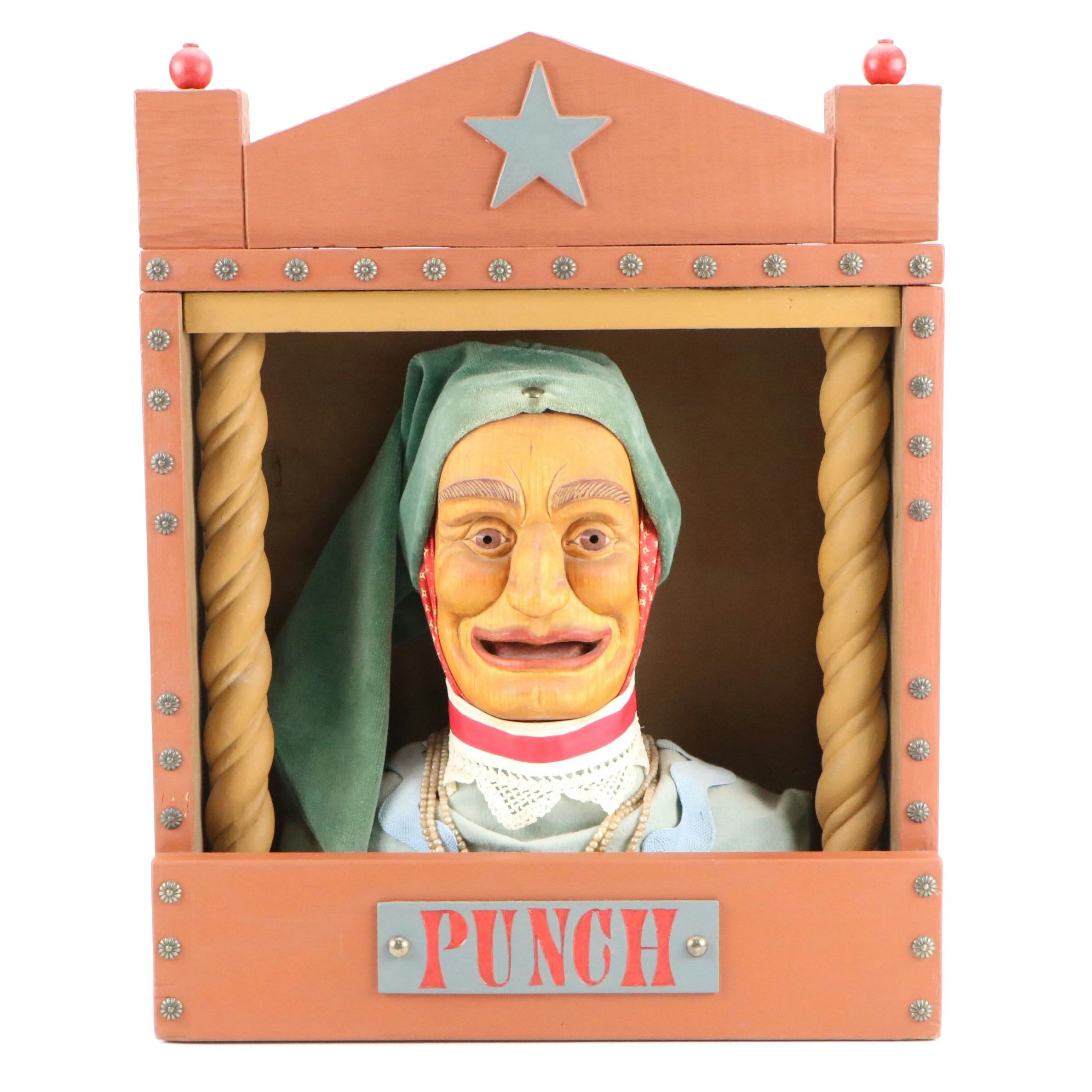 Art Brasmussen Ltd. Punch Puppet Figurehead in Shadow Box