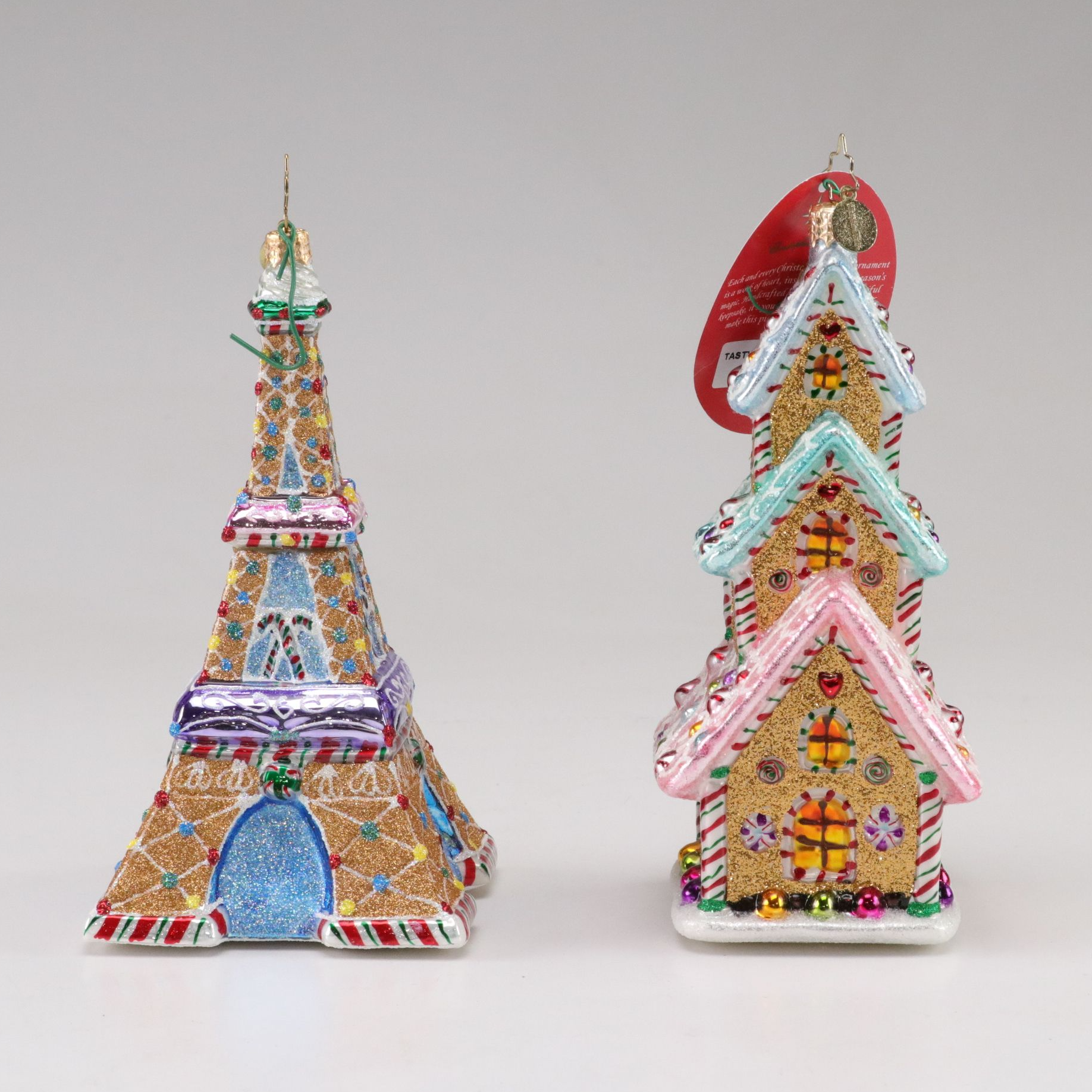 Four Christopher Radko Glass Christmas Ornaments with "Paris is Sweet"
