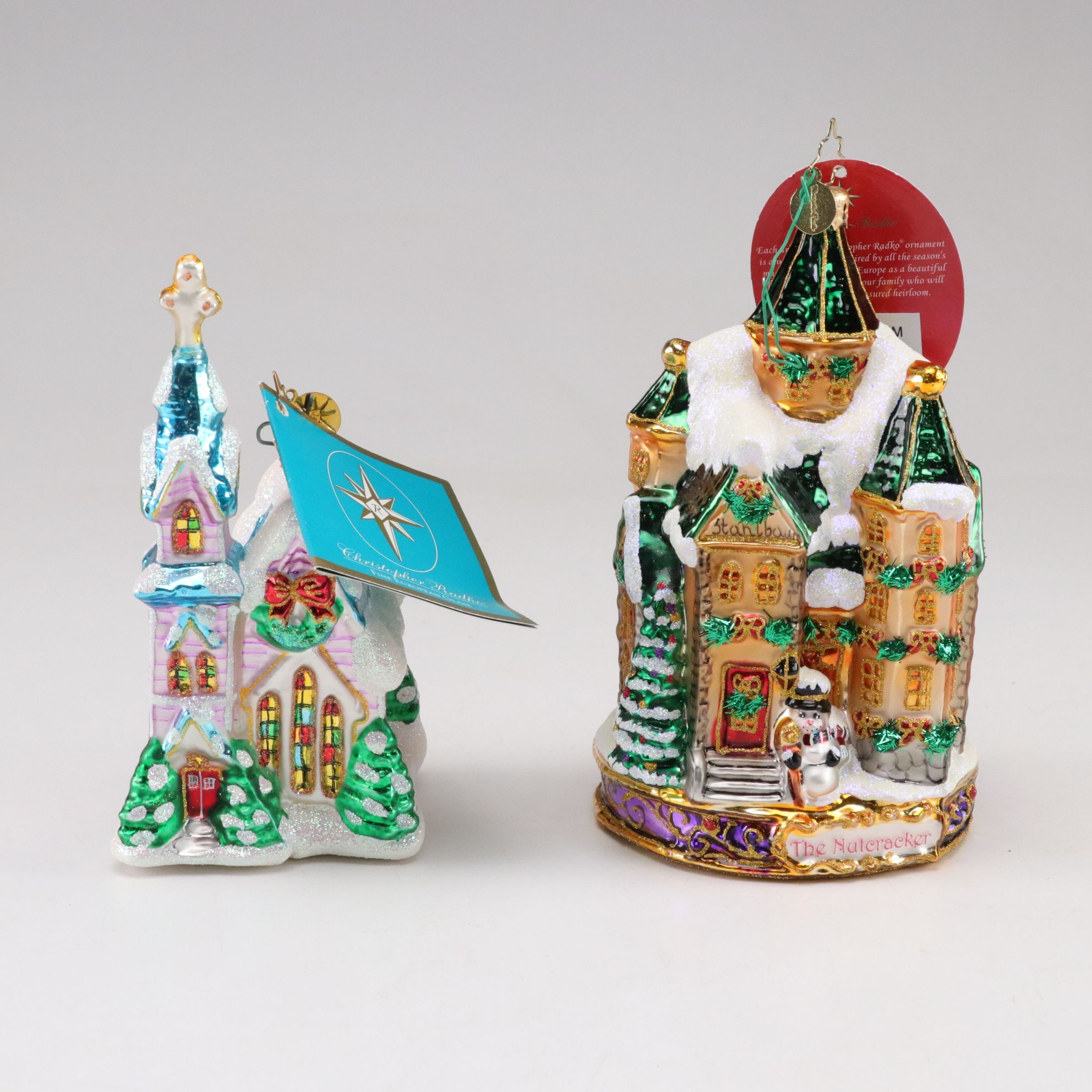 Four Christopher Radko Glass Christmas Ornaments with "Paris is Sweet"