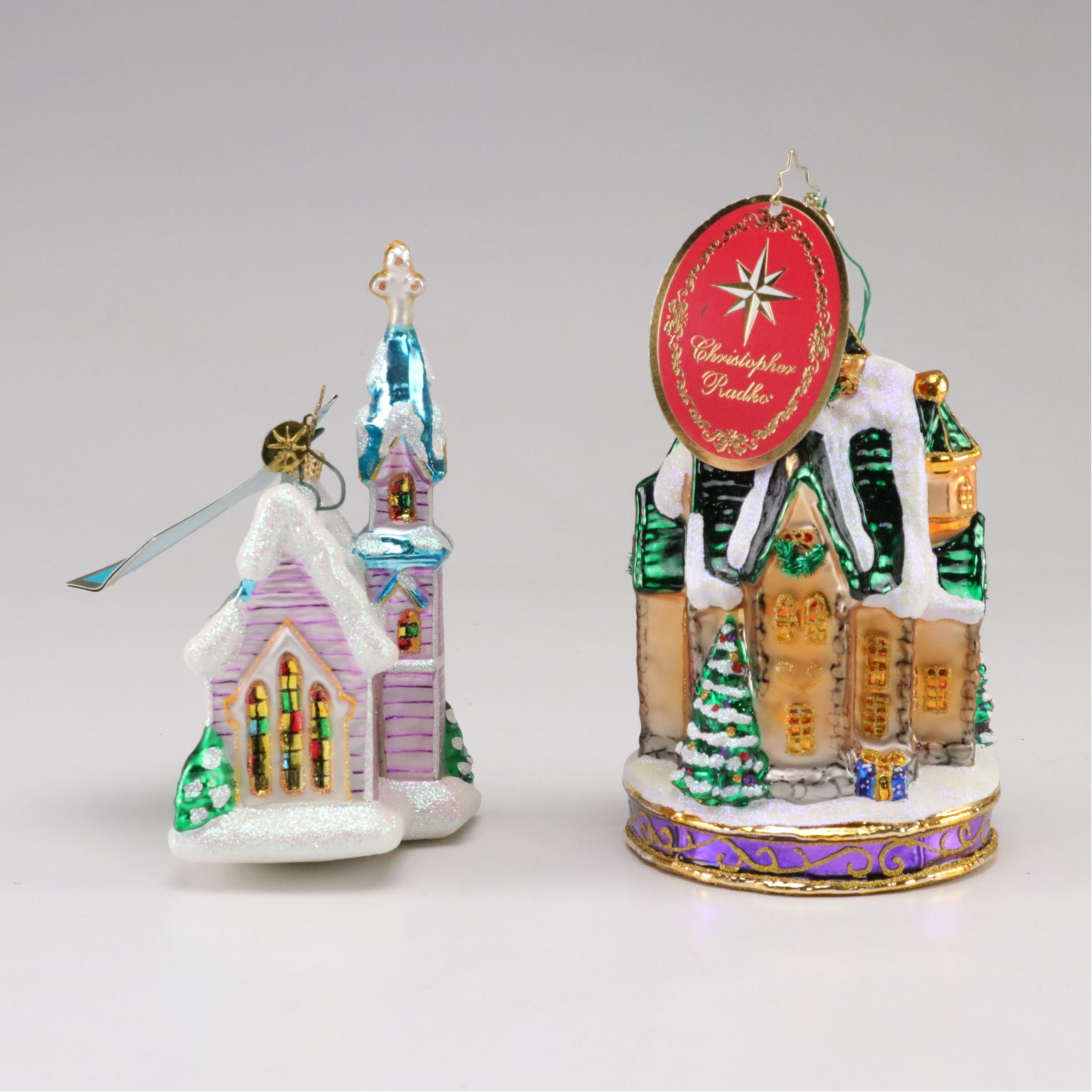 Four Christopher Radko Glass Christmas Ornaments with "Paris is Sweet"