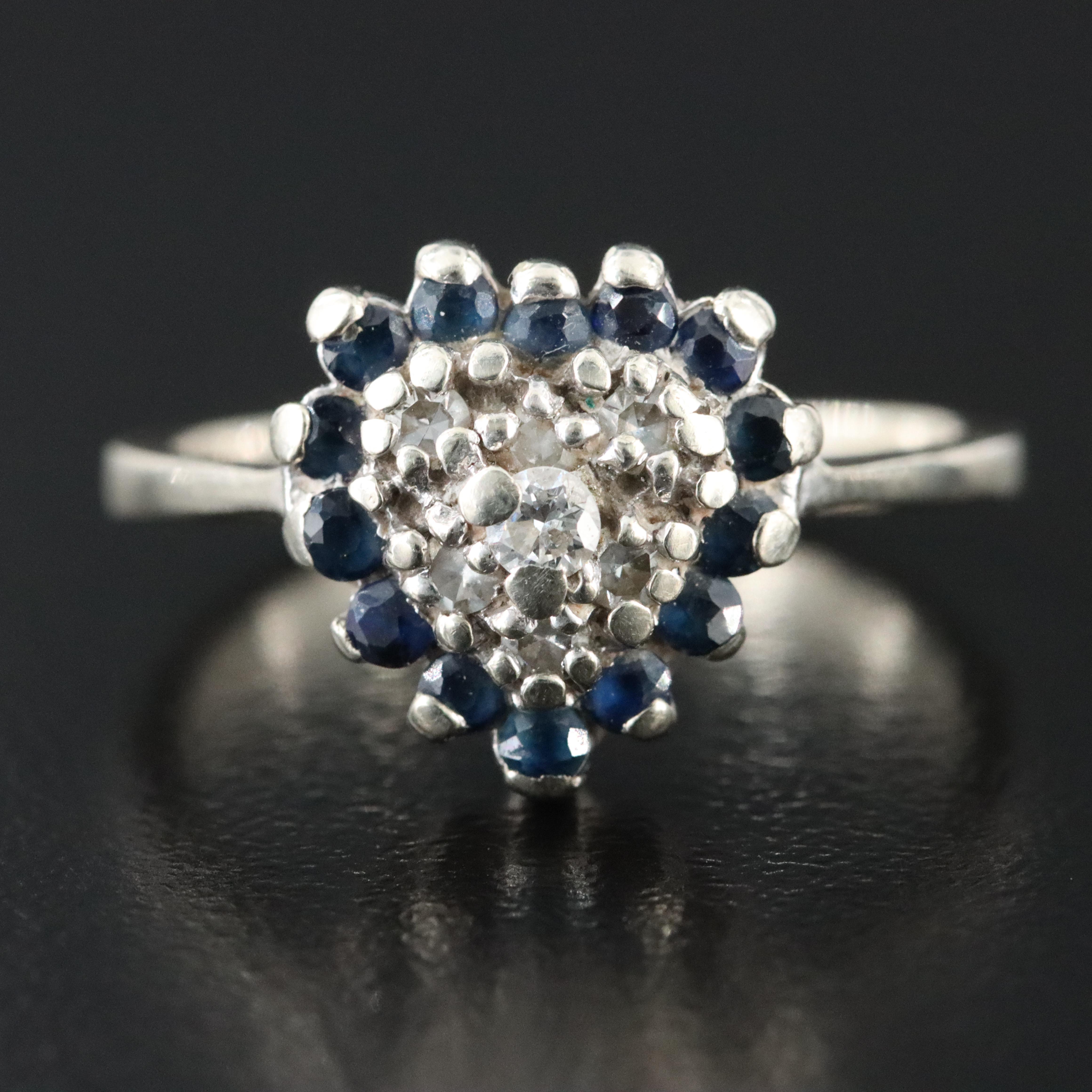 14K Diamond and Sapphire Heart Ring