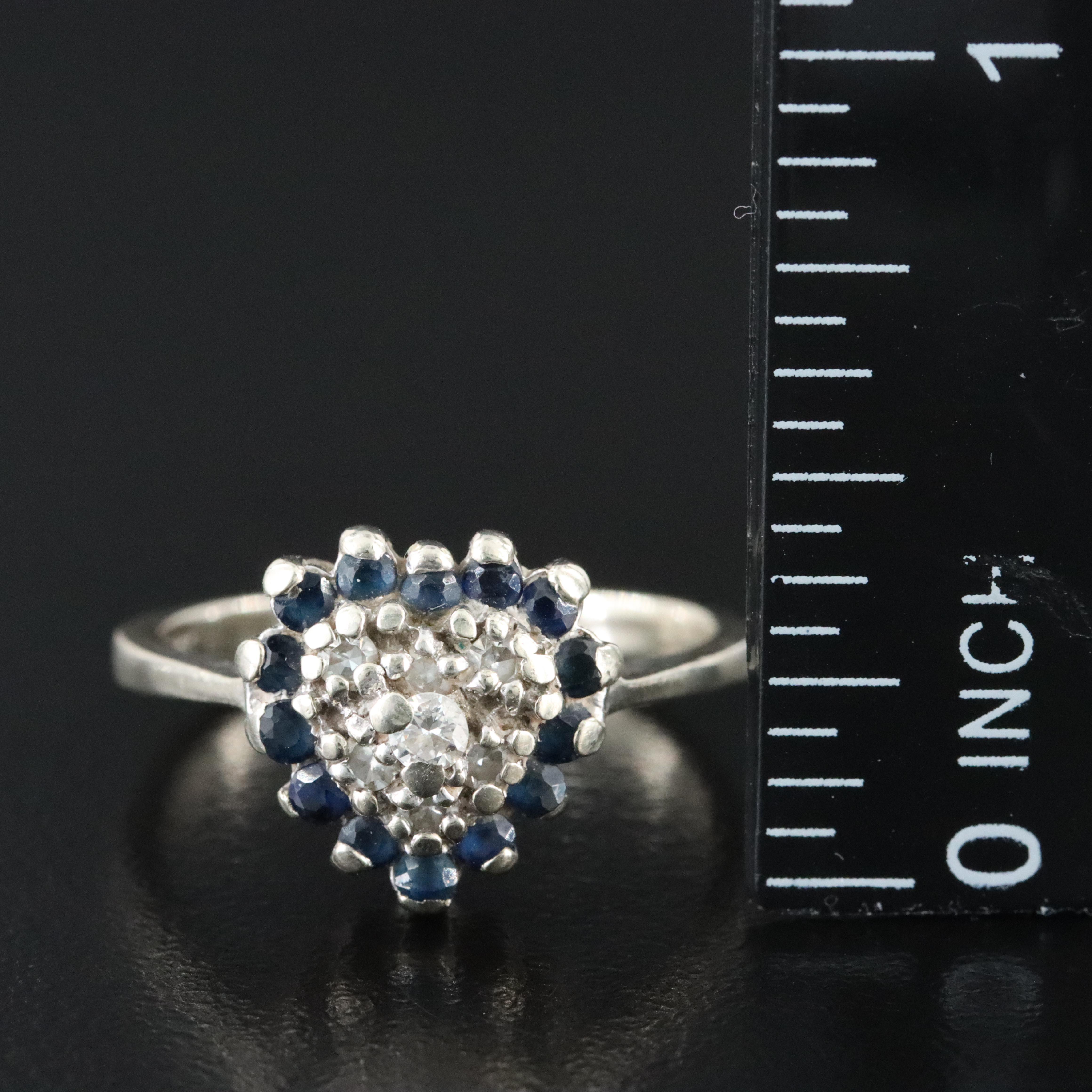 14K Diamond and Sapphire Heart Ring