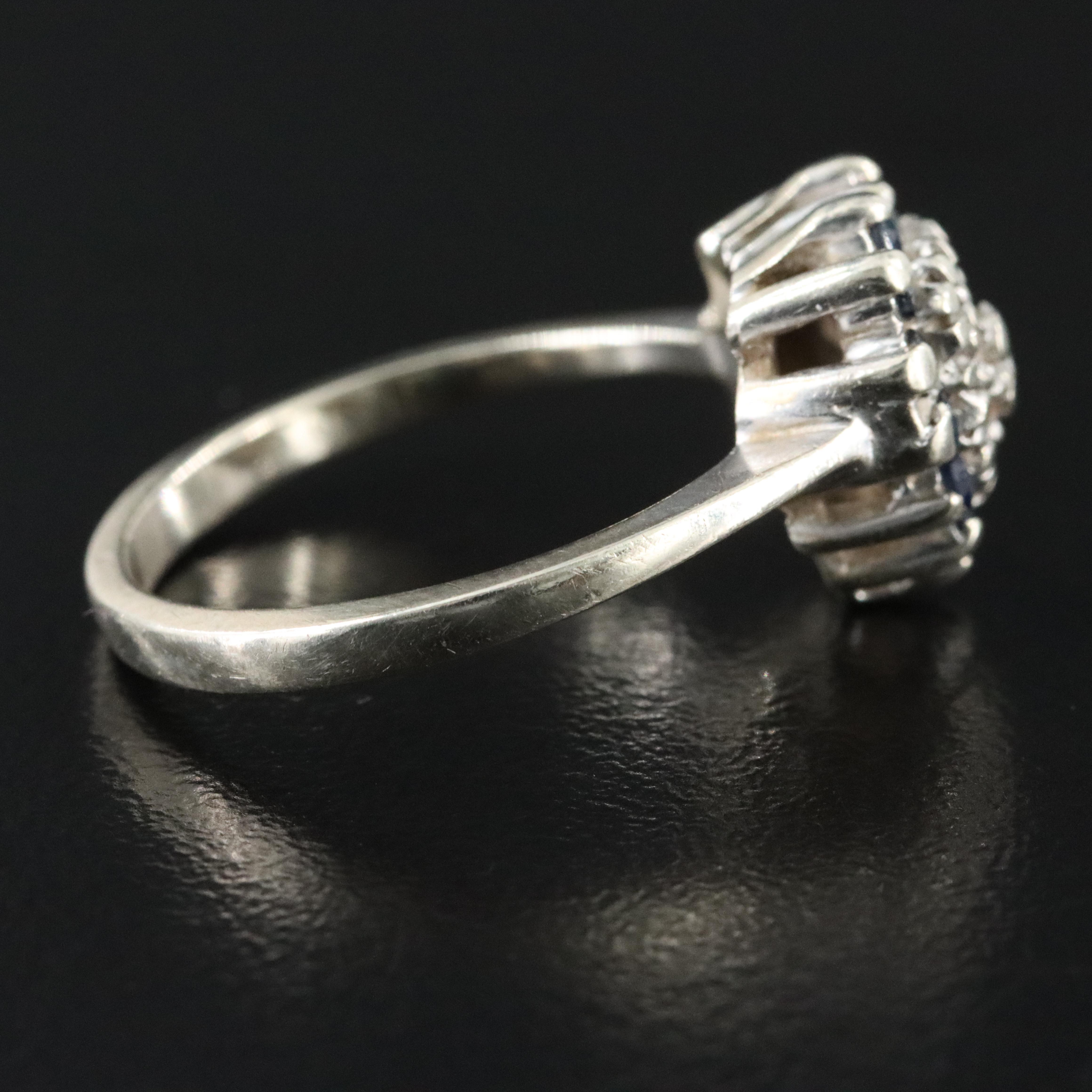 14K Diamond and Sapphire Heart Ring