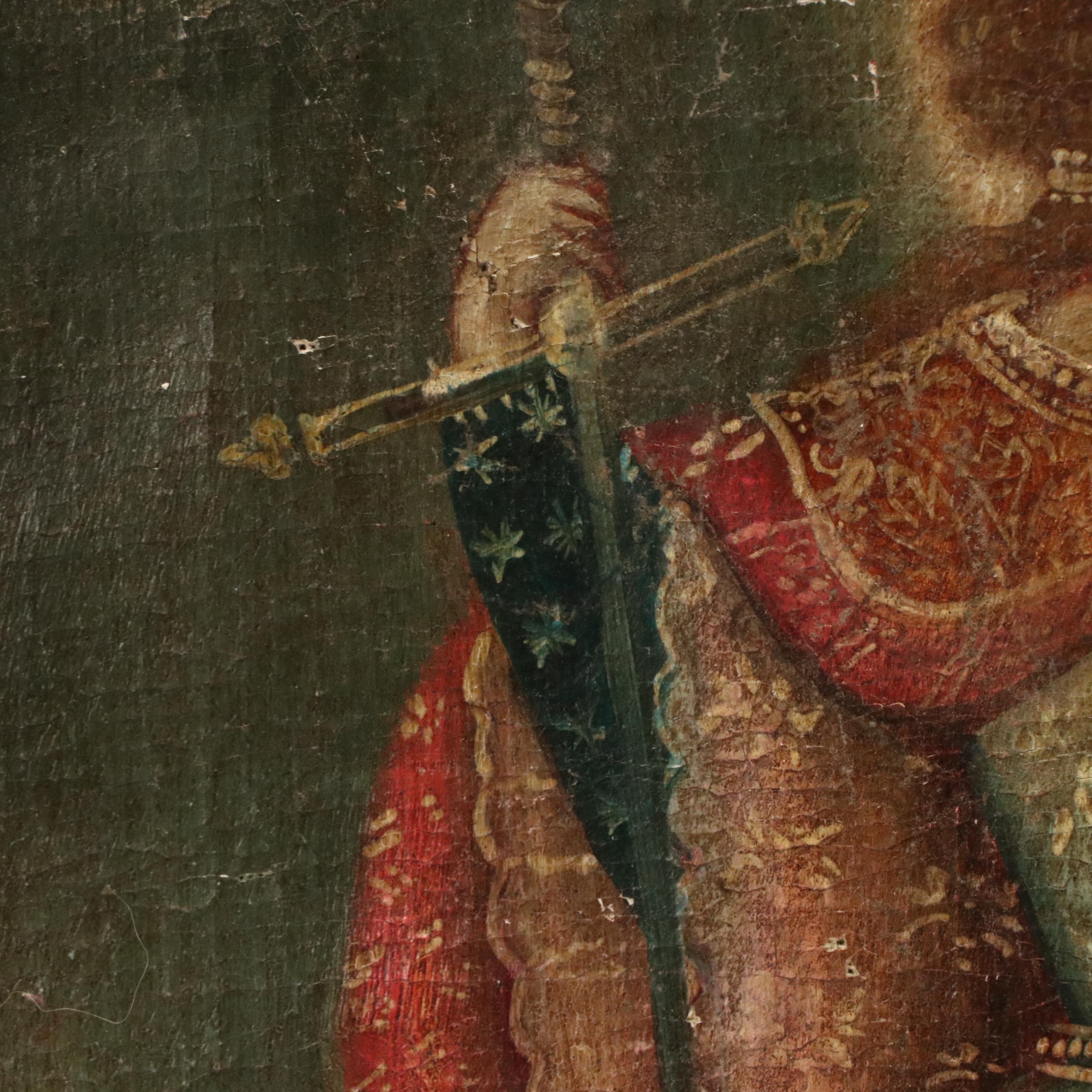 Spanish Colonial Cusco Style Oil Portrait of Martyred Female Saint