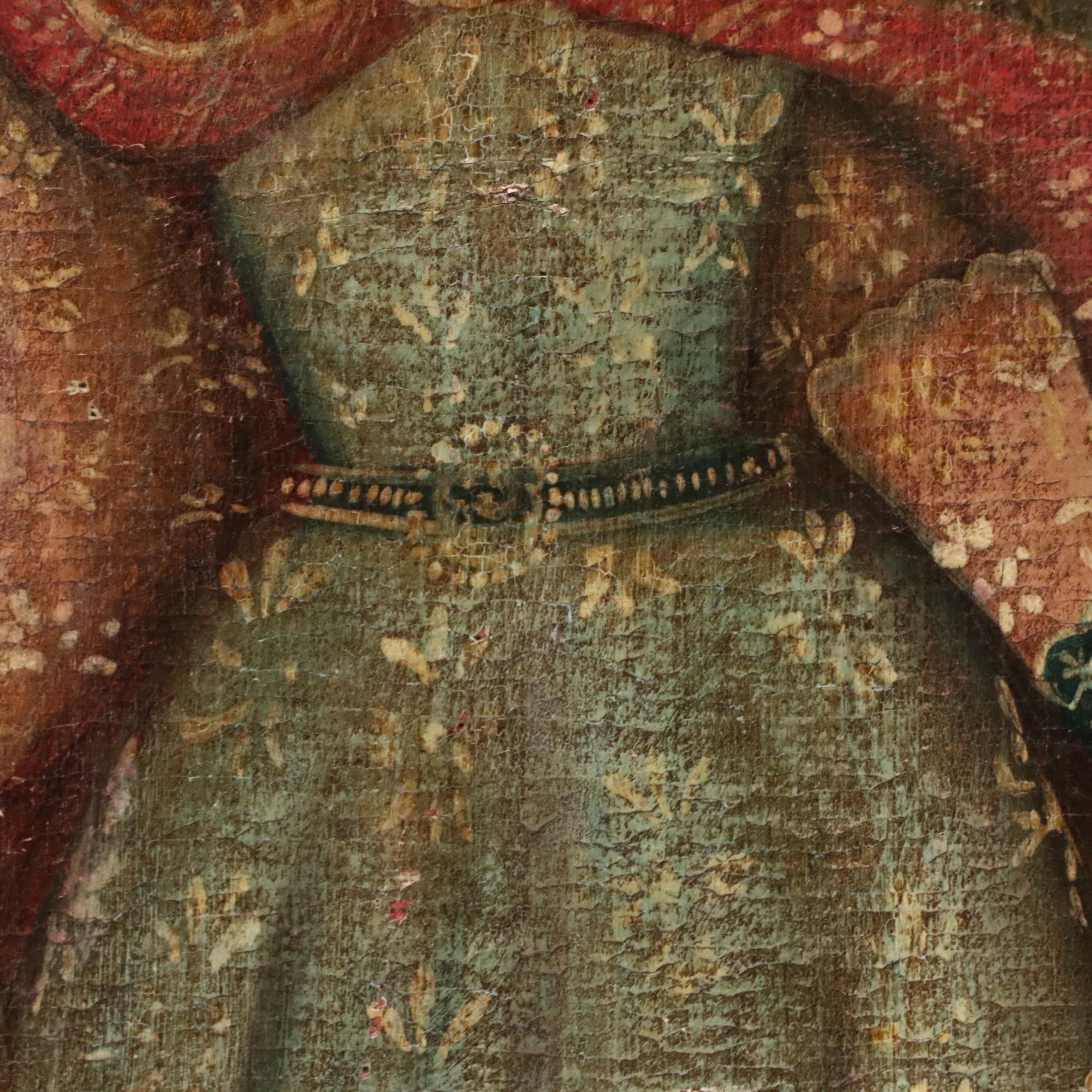 Spanish Colonial Cusco Style Oil Portrait of Martyred Female Saint