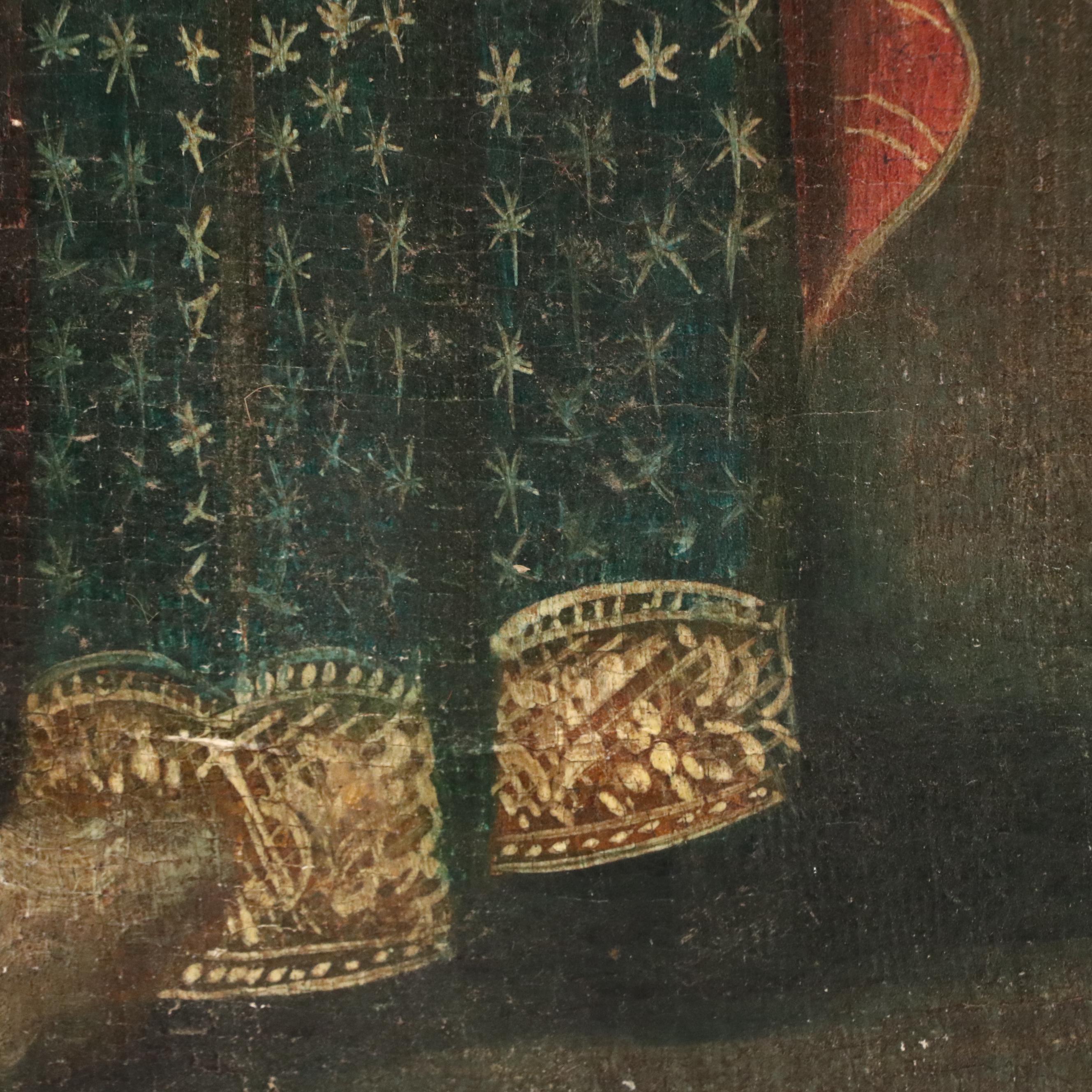 Spanish Colonial Cusco Style Oil Portrait of Martyred Female Saint