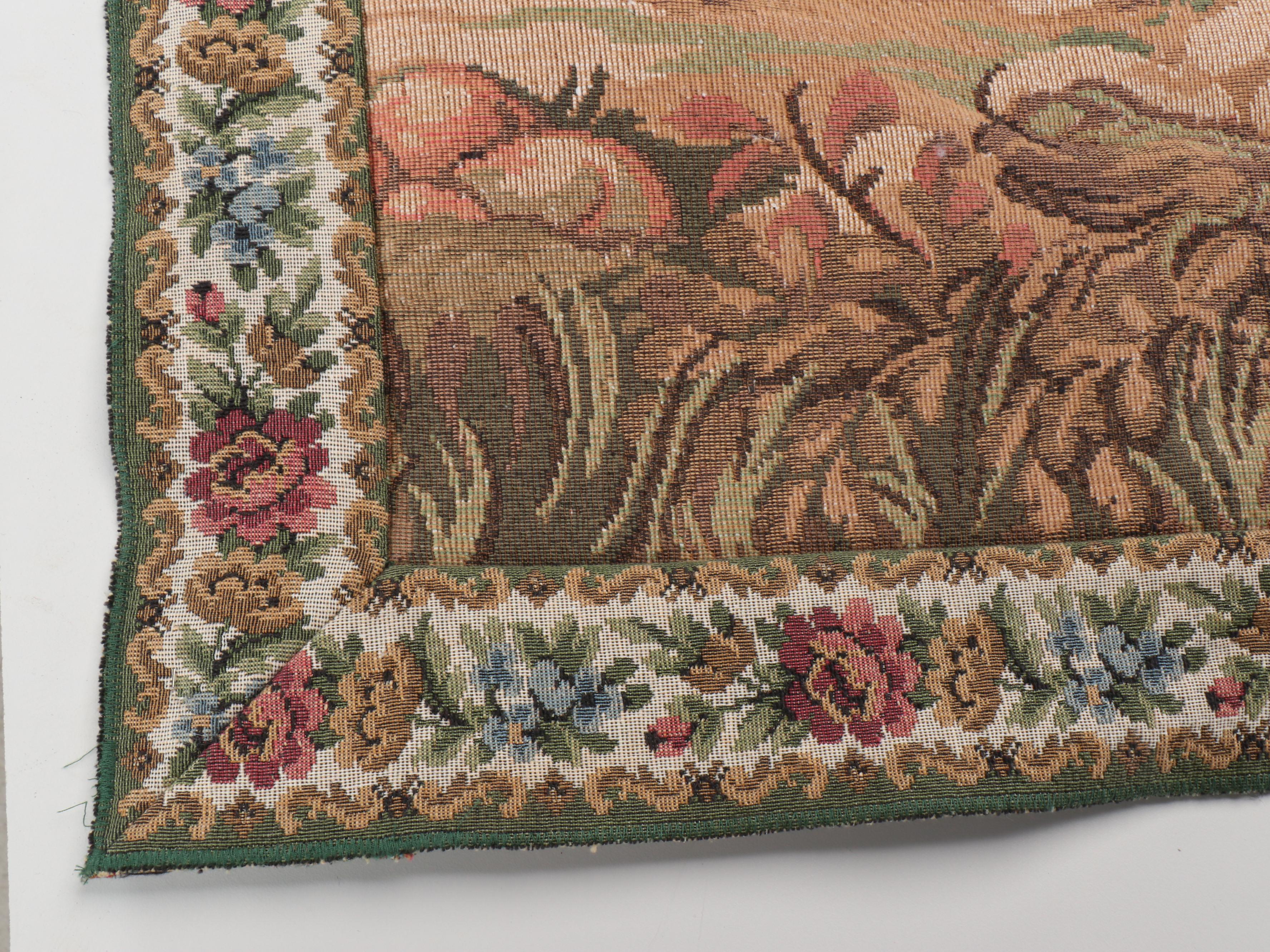 Genre Scene Countryside with Creek Wall Tapestry and Hanging Rod