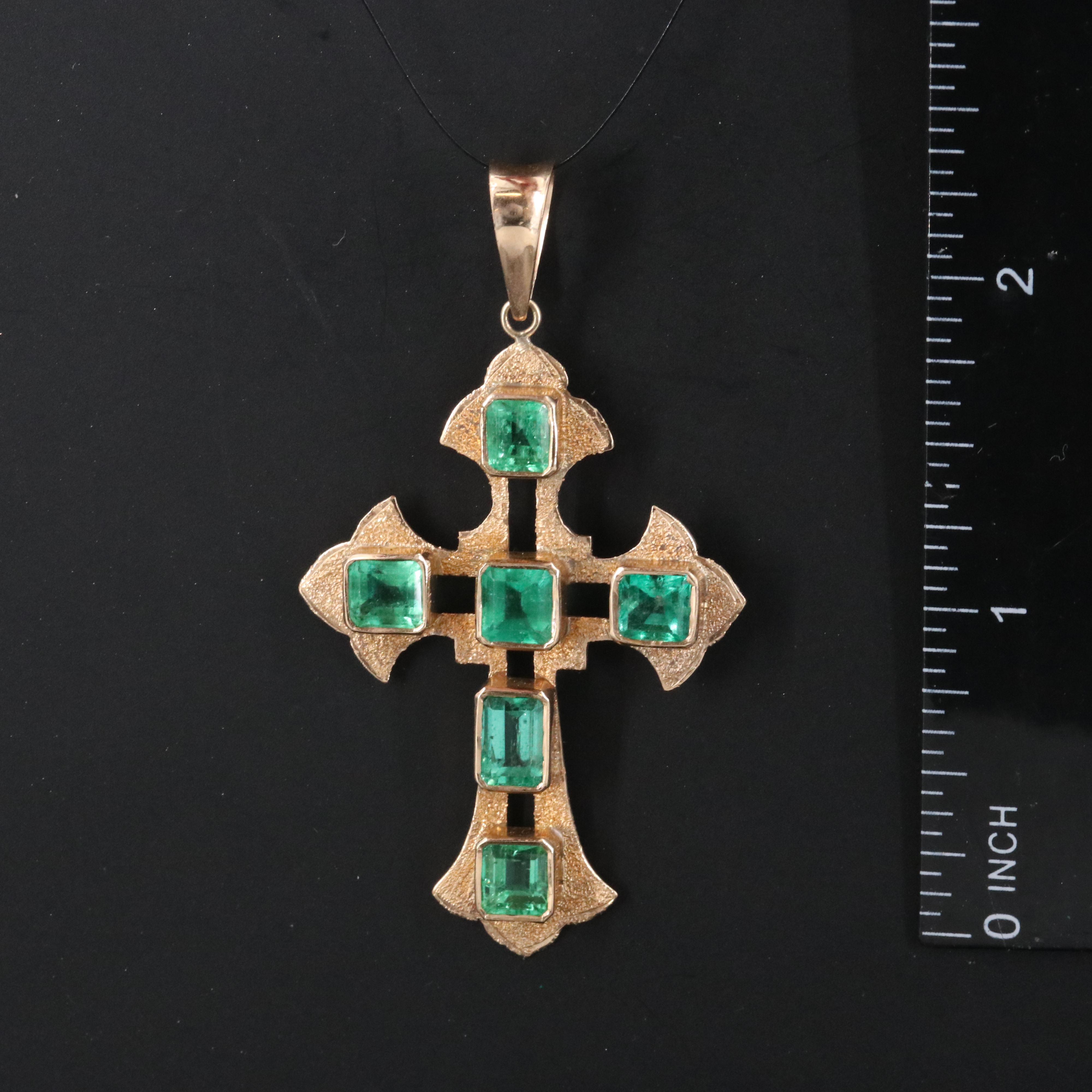 14K Emerald Cross Pendant