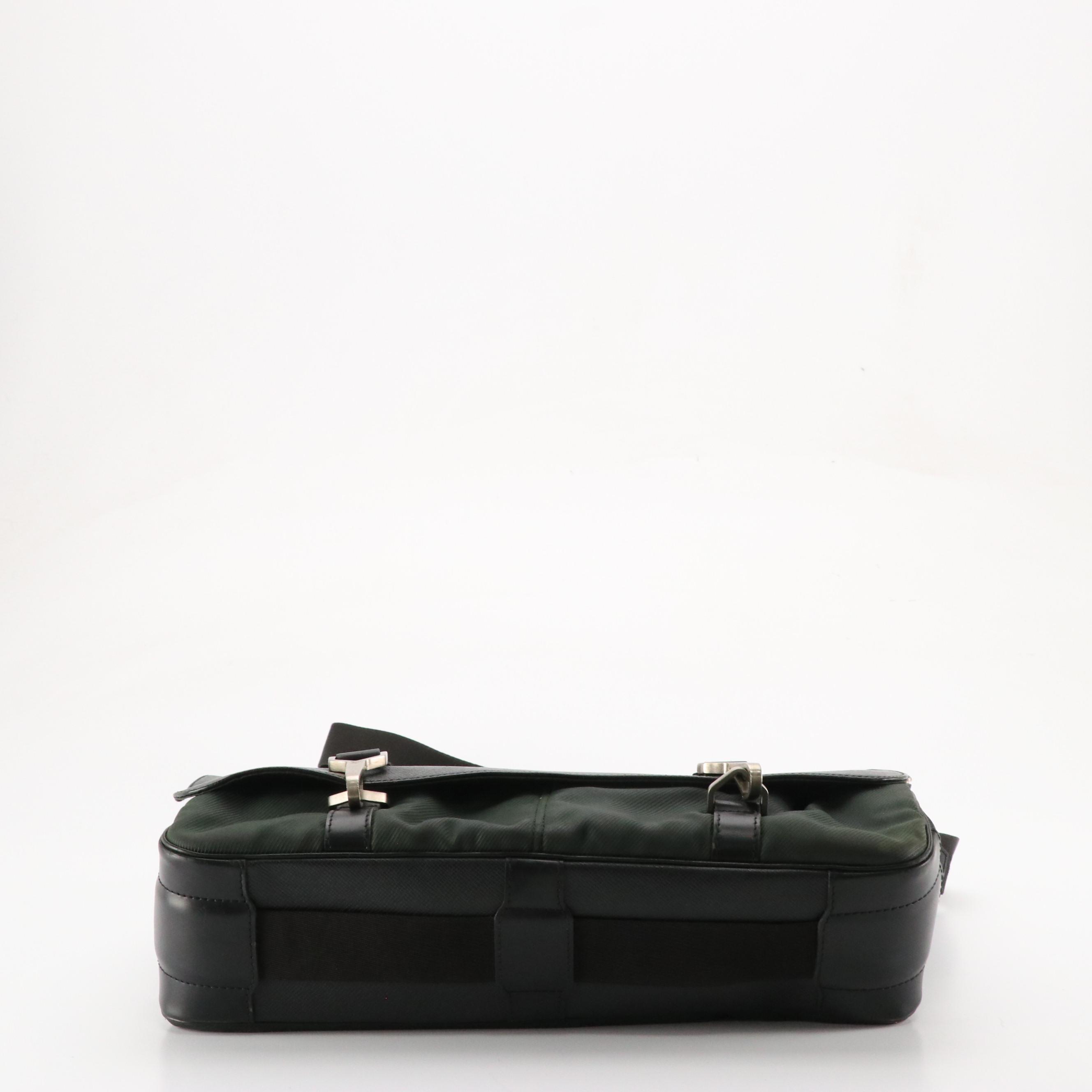 Louis Vuitton Dersou Messenger Bag in Dark Green Taiga Leather and Nylon Canvas
