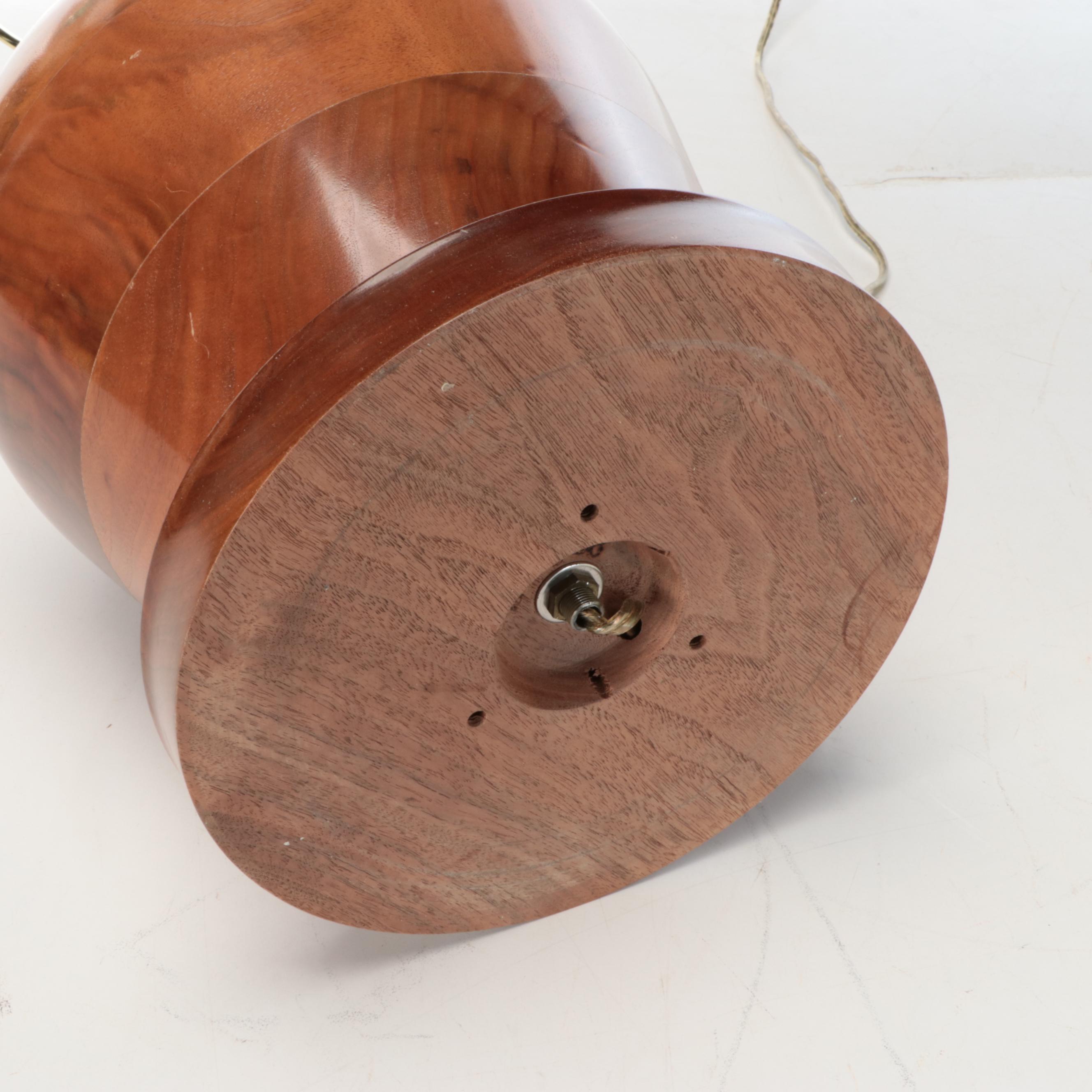 Mid Century Modern Style Wood Table Lamp with Fabric Shade