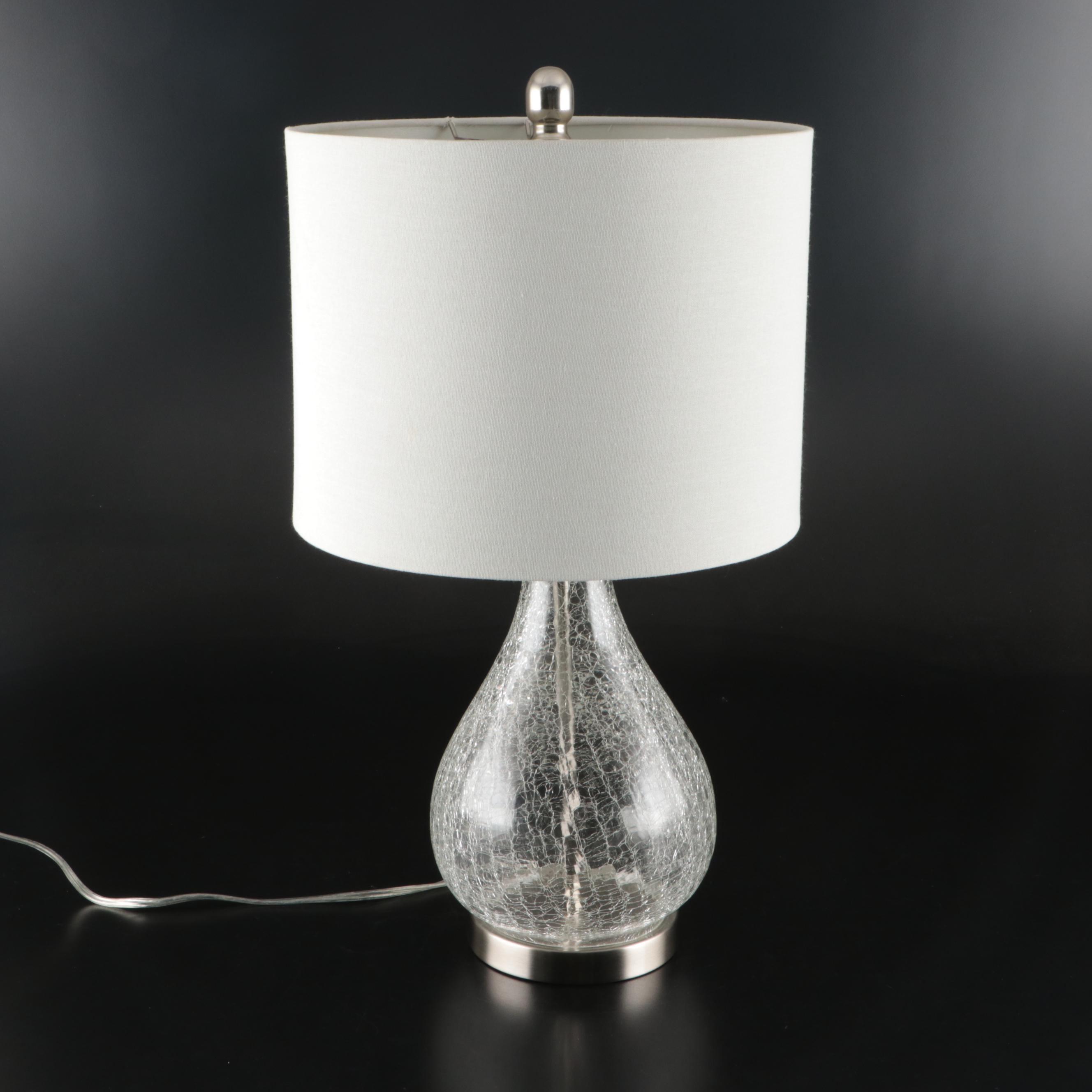 Crackle Glass Table Lamps with Linen Drum Shades