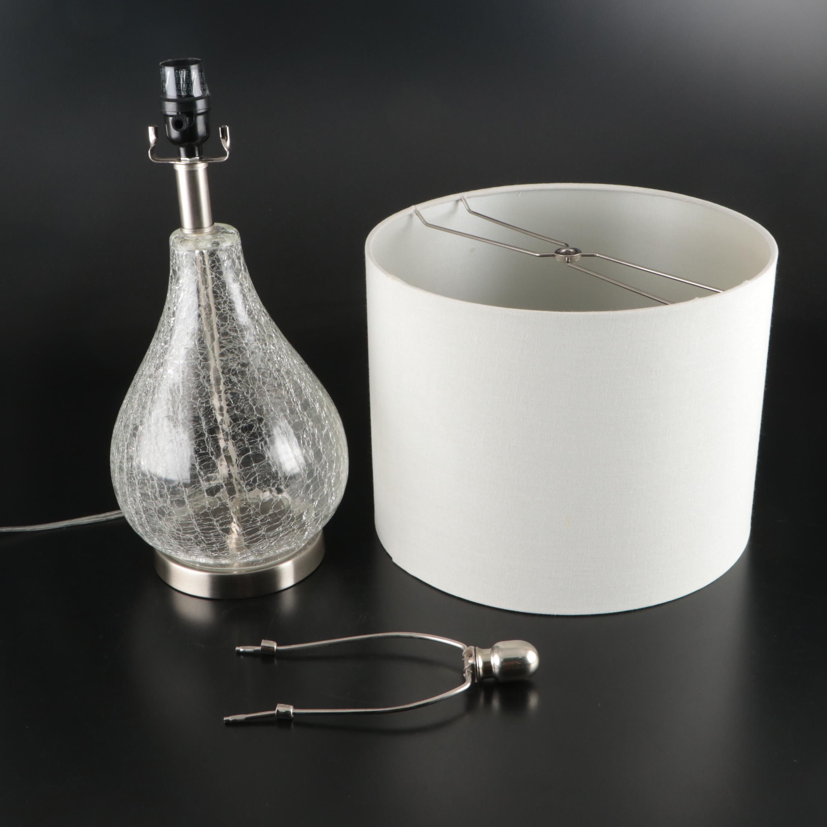 Crackle Glass Table Lamps with Linen Drum Shades
