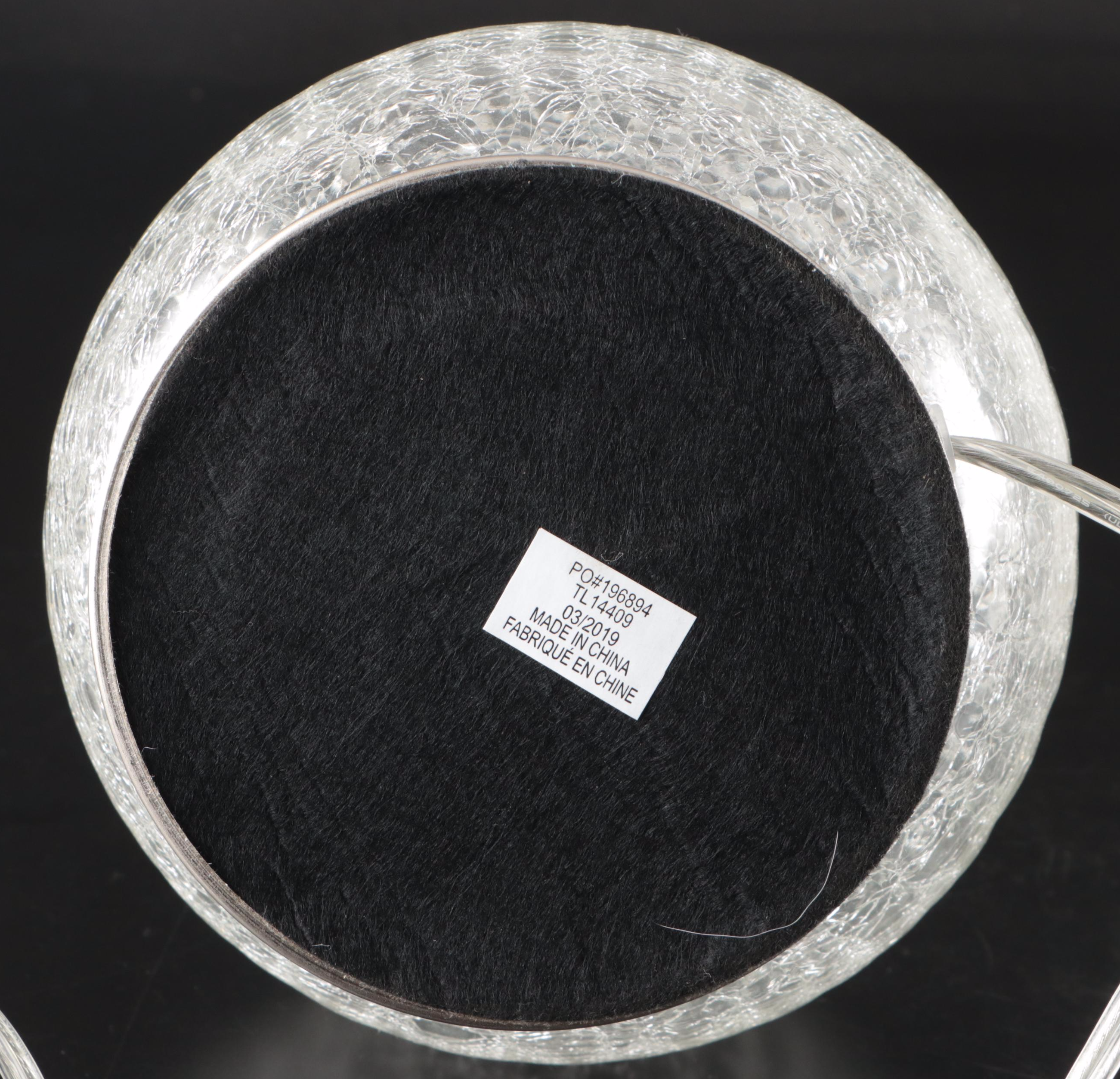 Crackle Glass Table Lamps with Linen Drum Shades