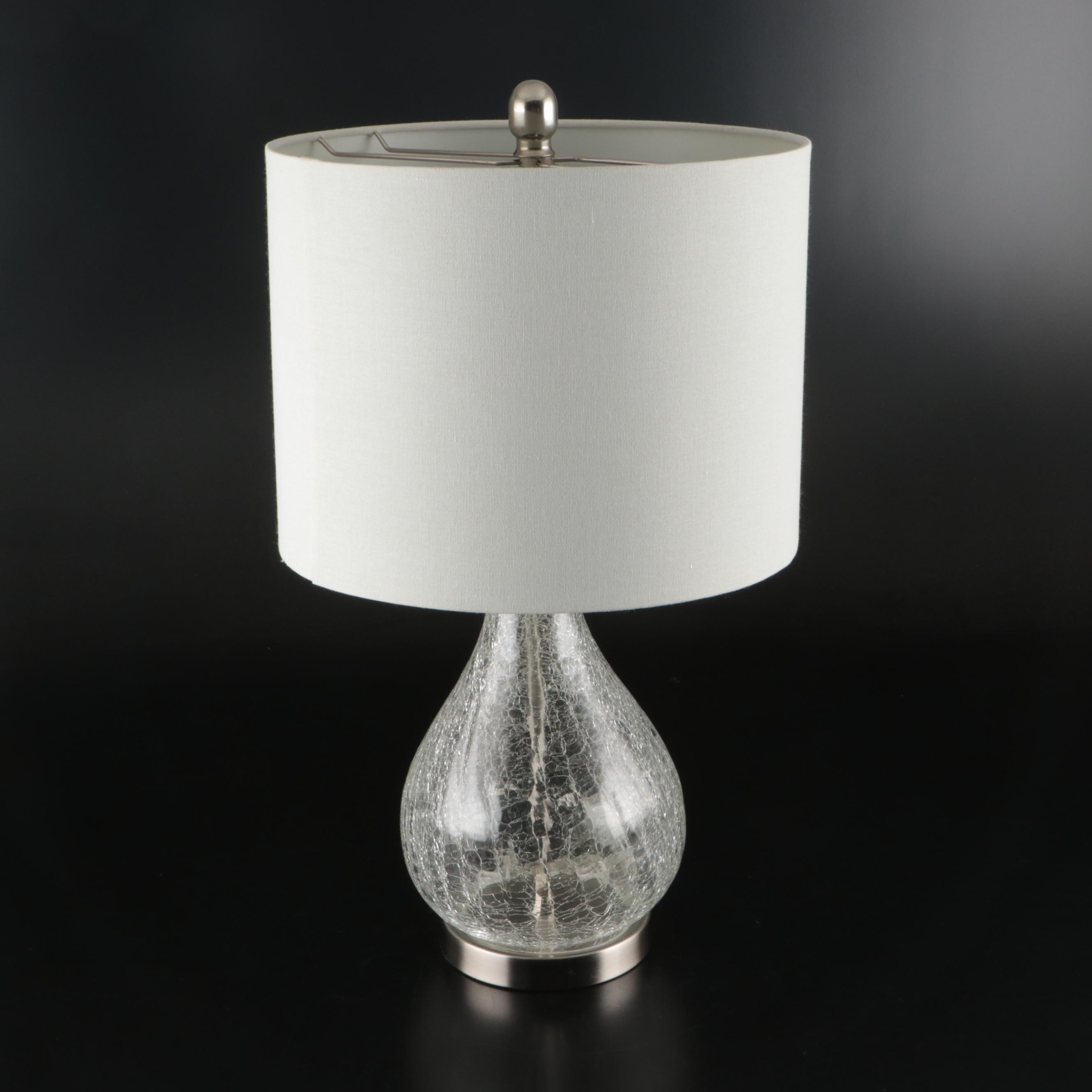 Crackle Glass Table Lamps with Linen Drum Shades