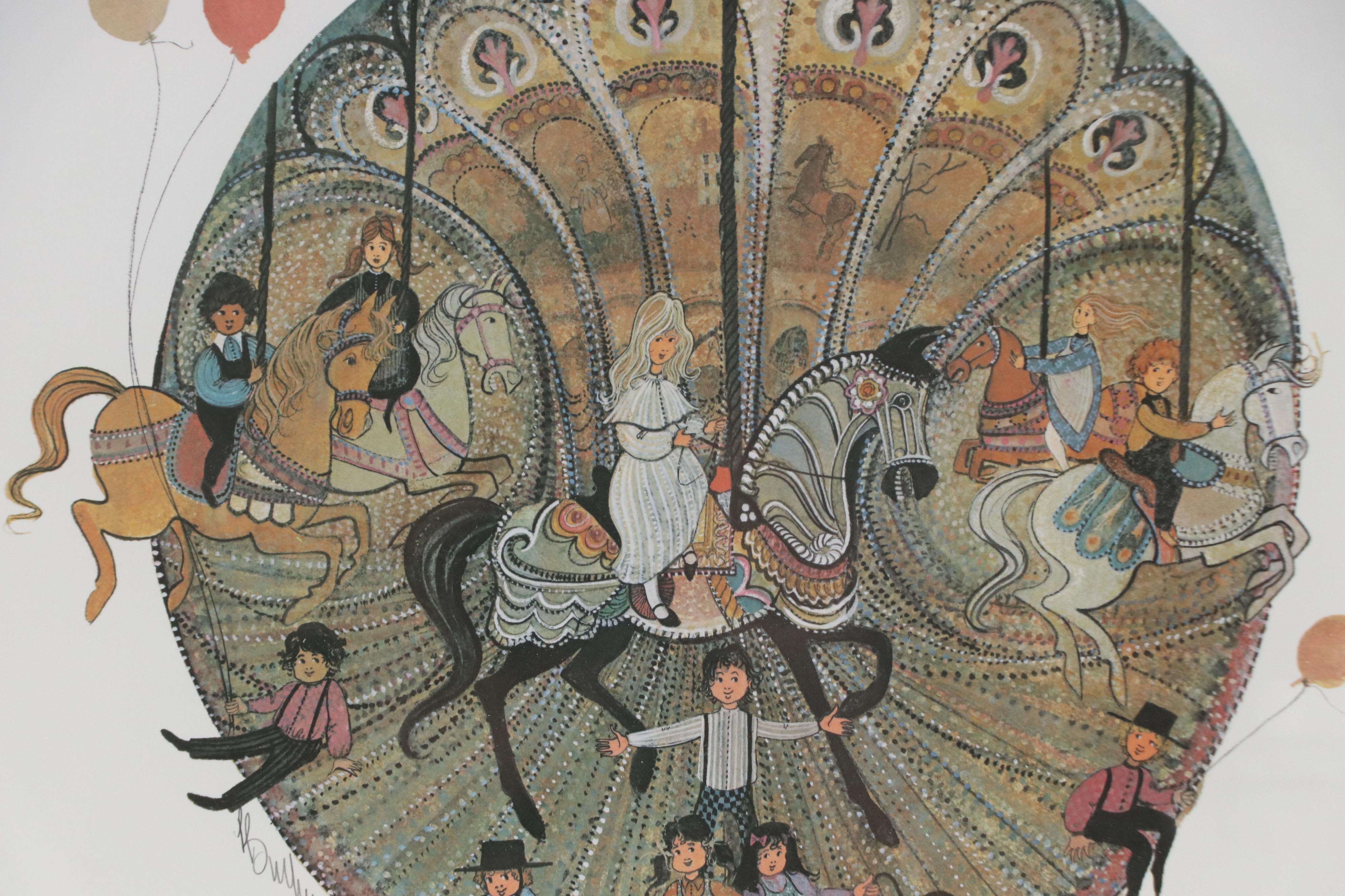 P. Buckley Moss Offset Lithograph "Hora Park Carousel," 1992