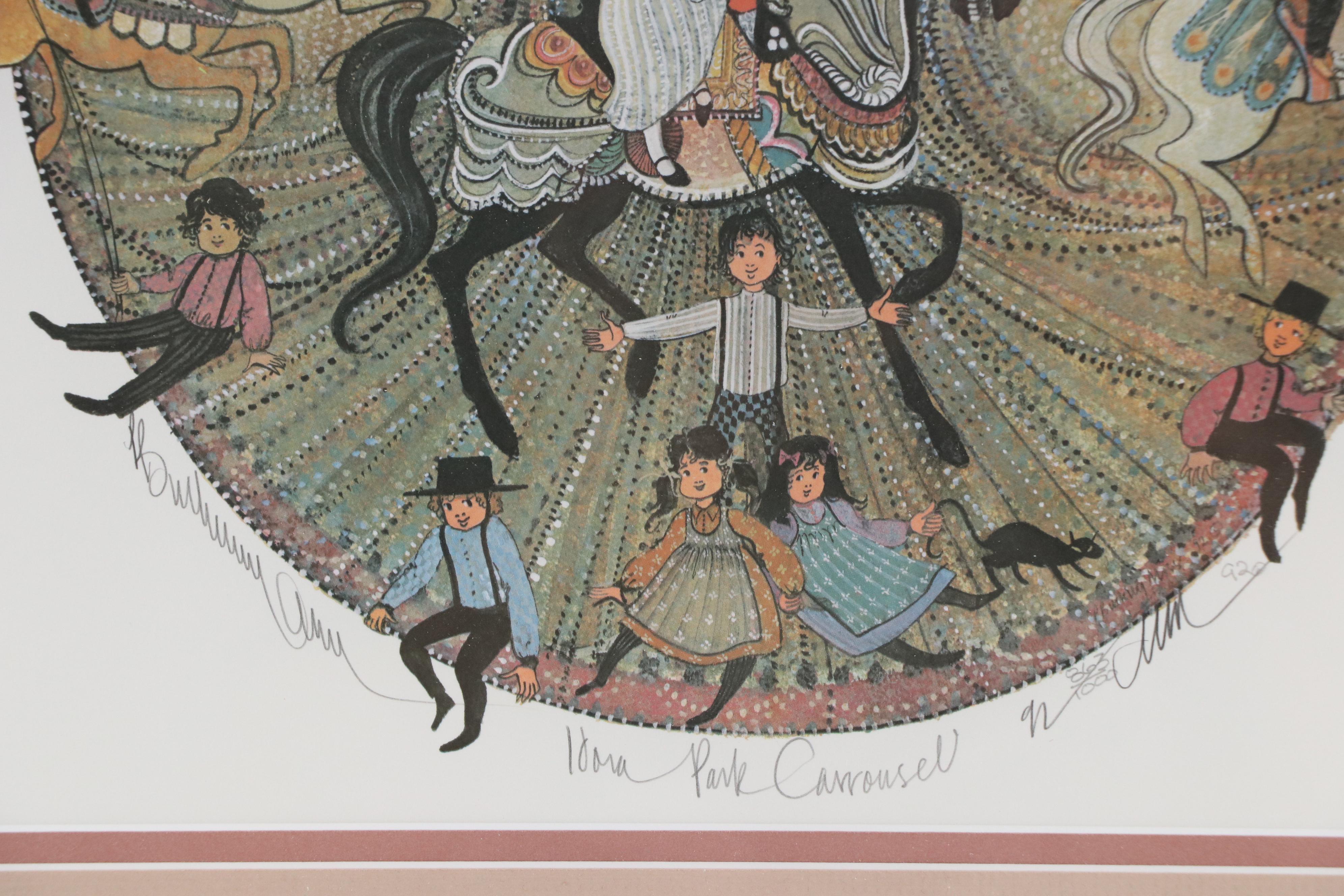 P. Buckley Moss Offset Lithograph "Hora Park Carousel," 1992