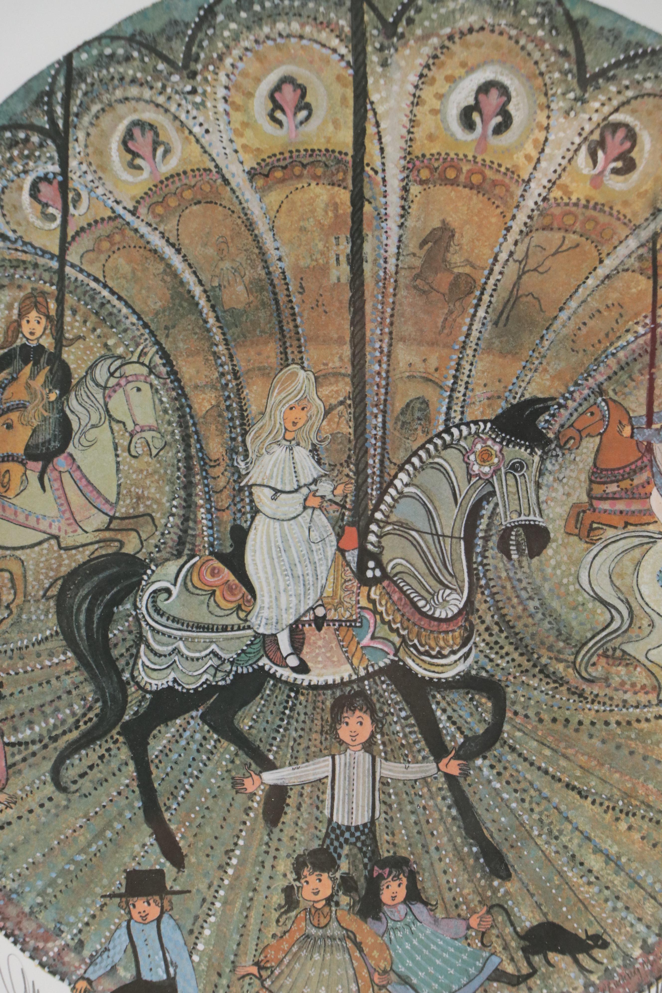 P. Buckley Moss Offset Lithograph "Hora Park Carousel," 1992