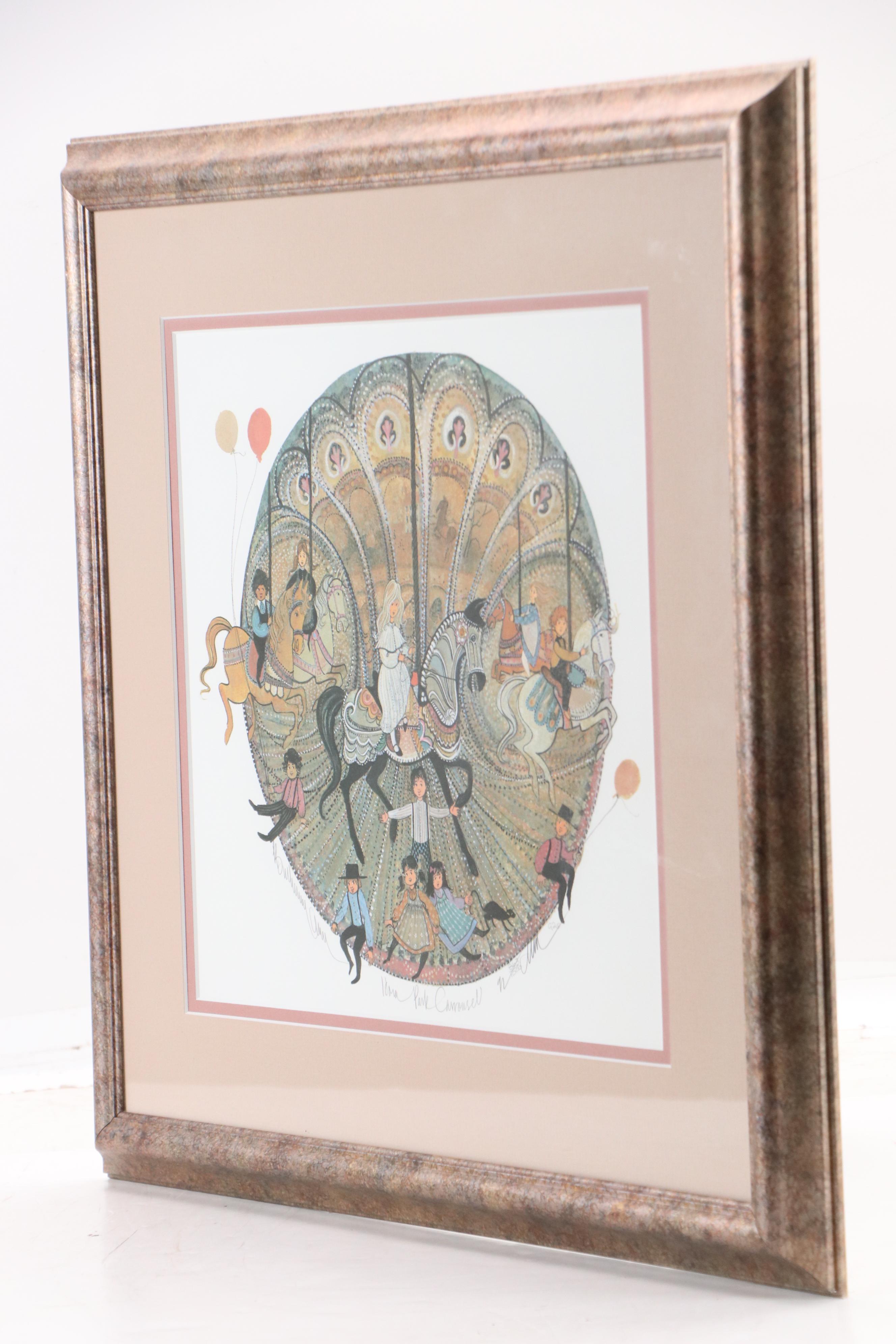 P. Buckley Moss Offset Lithograph "Hora Park Carousel," 1992