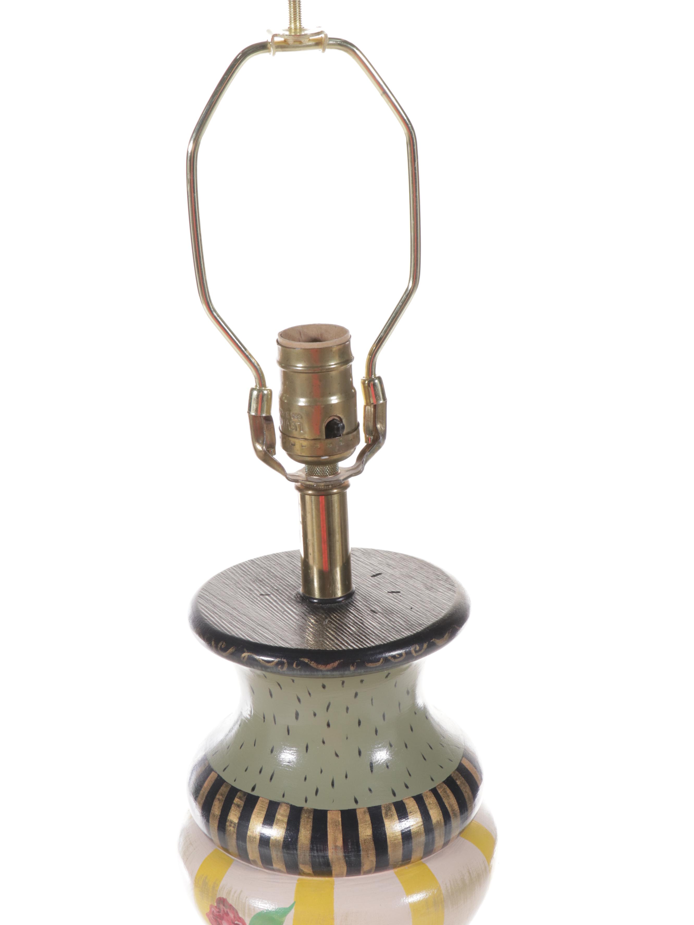 Stonehouse Farm Goods Hand-Painted Floor Lamp with Fancy Bell Silk Shade