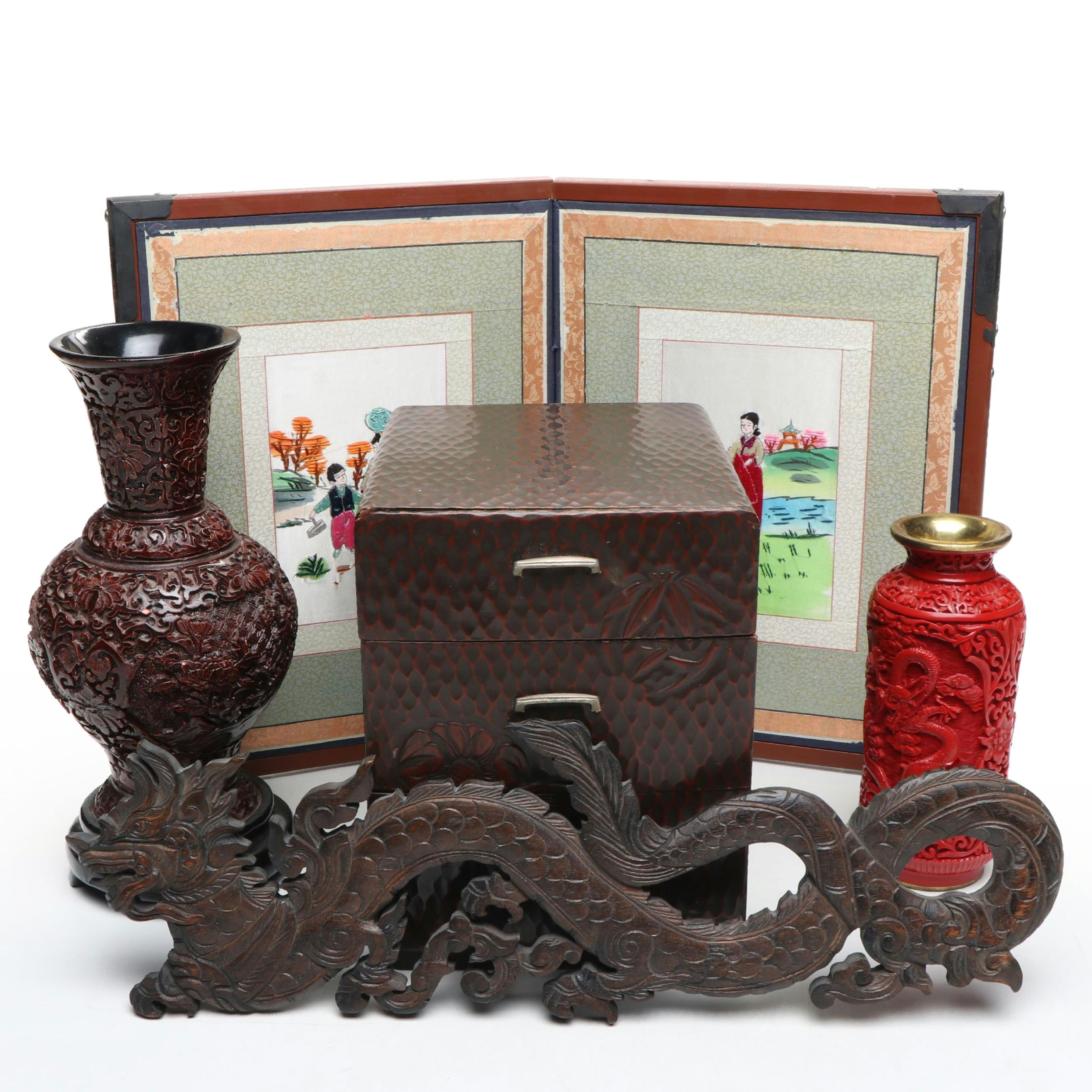 Japanese Lacquer Kamakura-Bori Drawer Box with Other East Asian Sculpture & Art