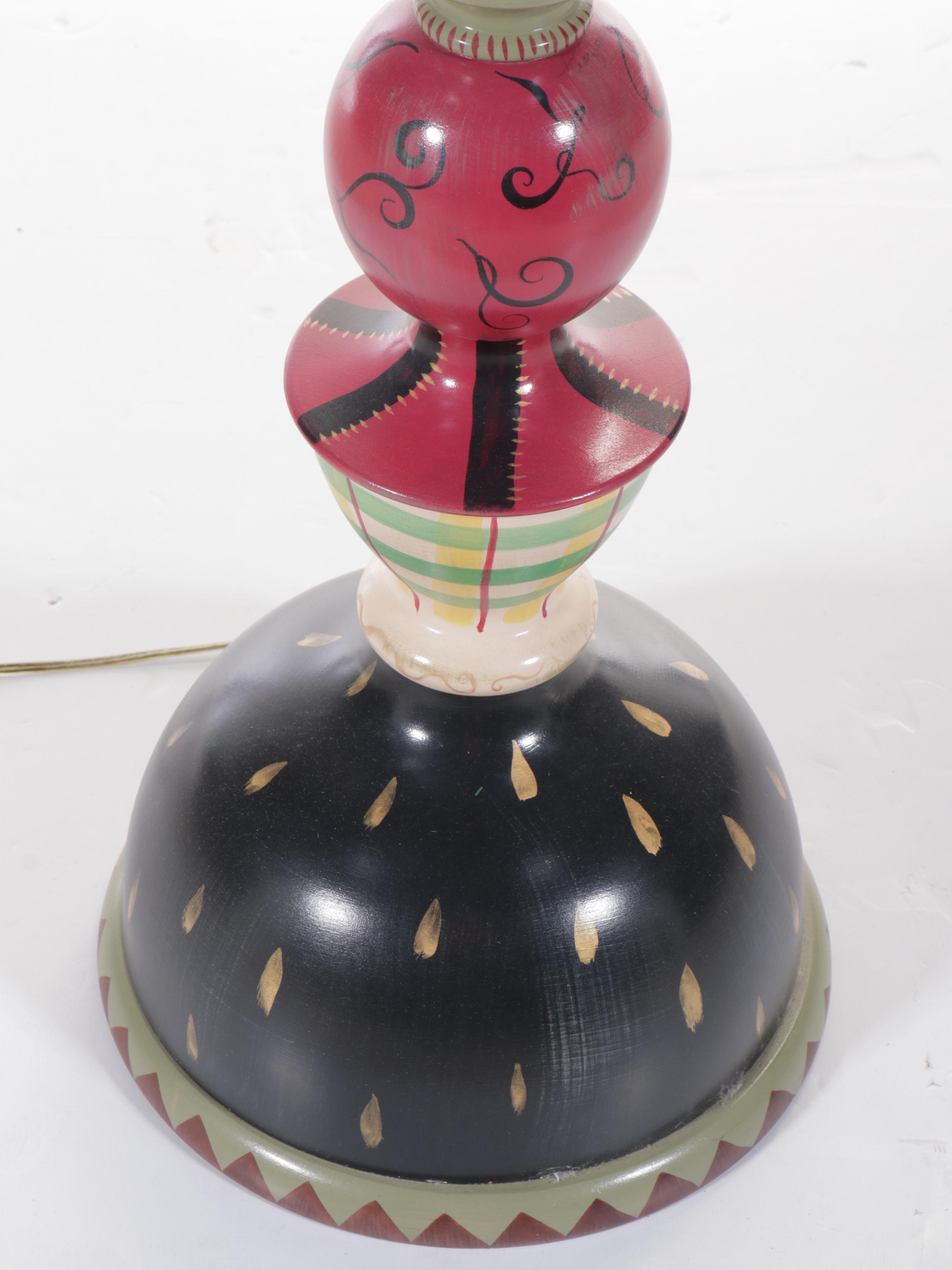 Stonehouse Farm Goods Hand-Painted Floor Lamp with Fancy Bell Silk Shade