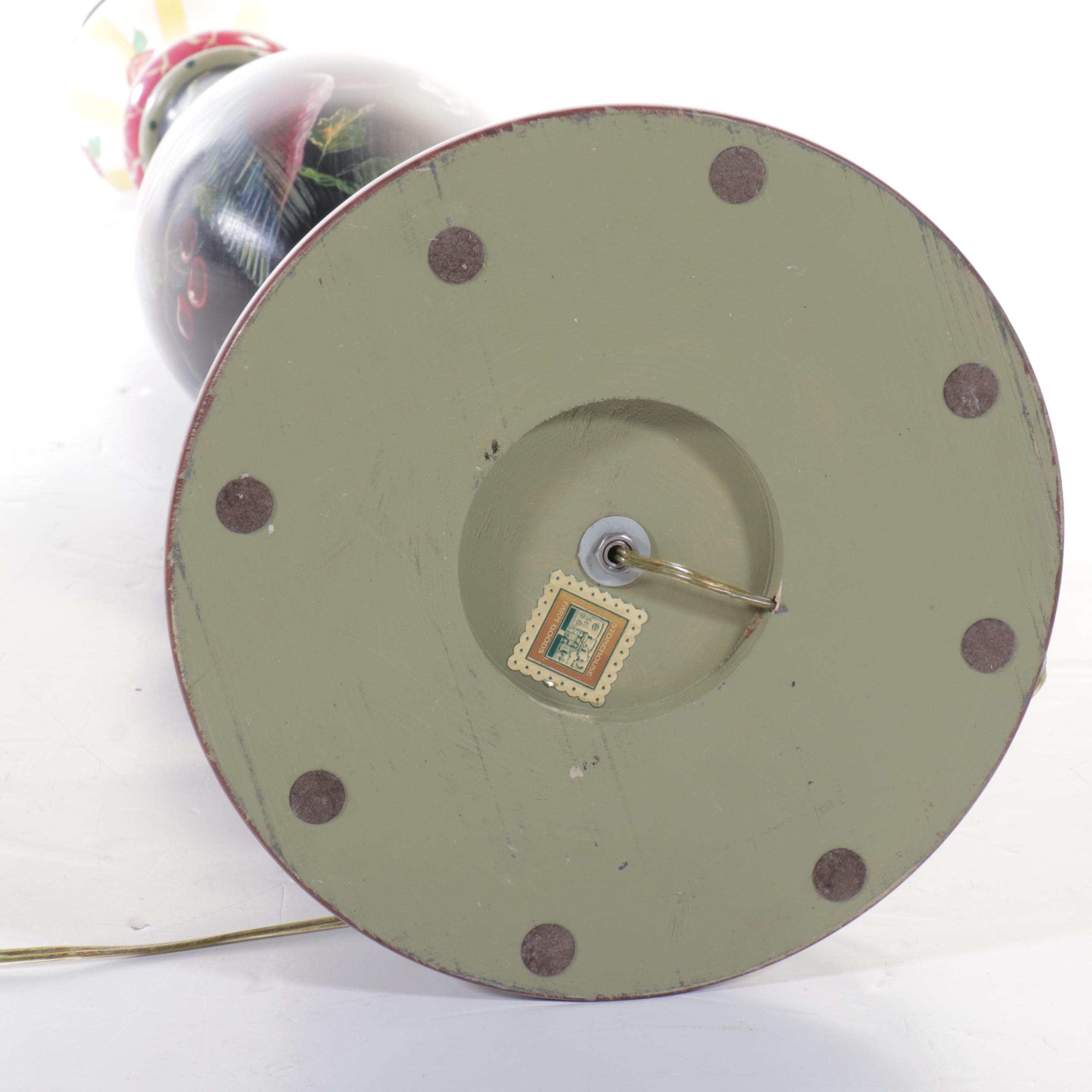 Stonehouse Farm Goods Hand-Painted Floor Lamp with Fancy Bell Silk Shade