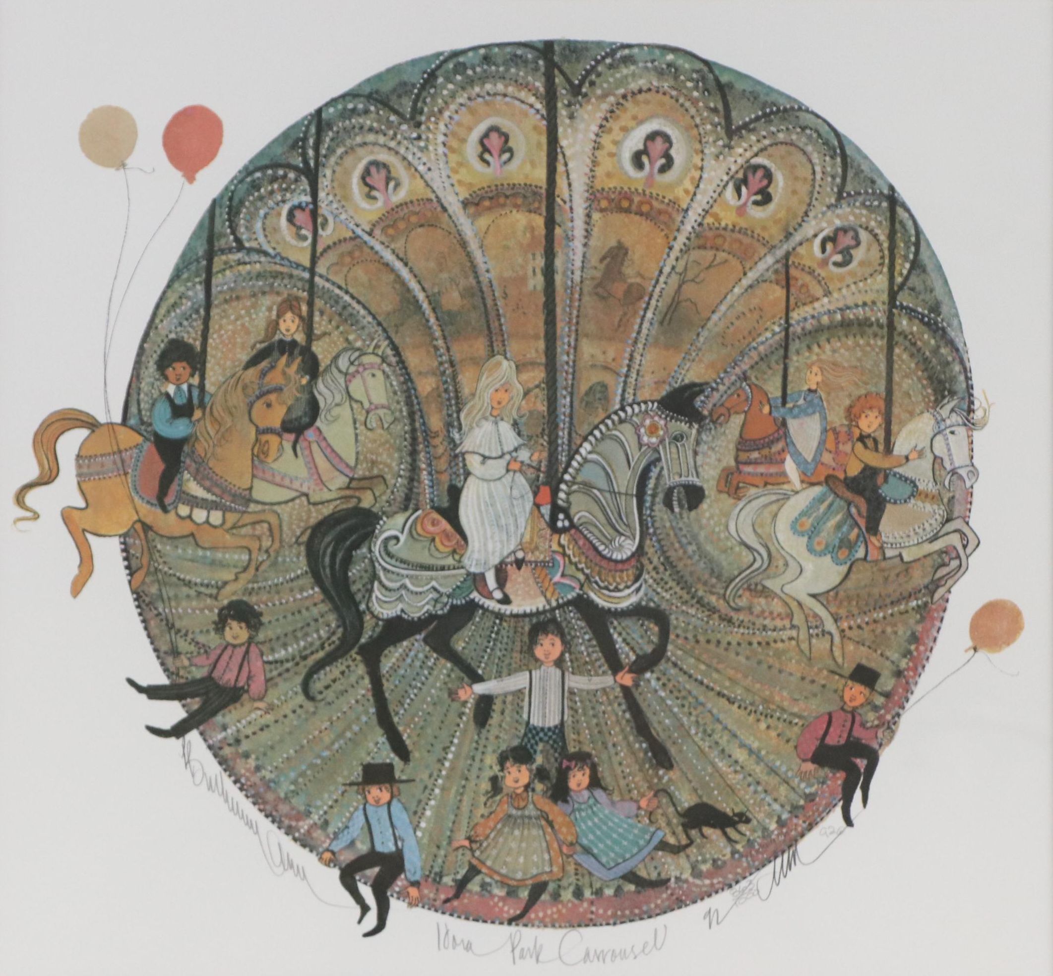 P. Buckley Moss Offset Lithograph "Hora Park Carousel," 1992