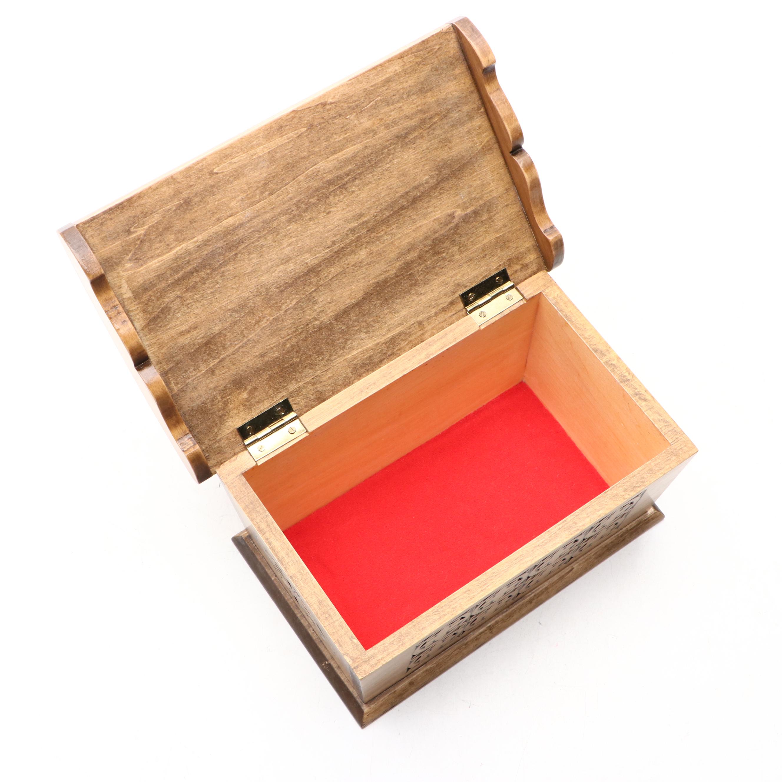 Carved Wood Decorative Box Signed "W. Grittner, 1991"