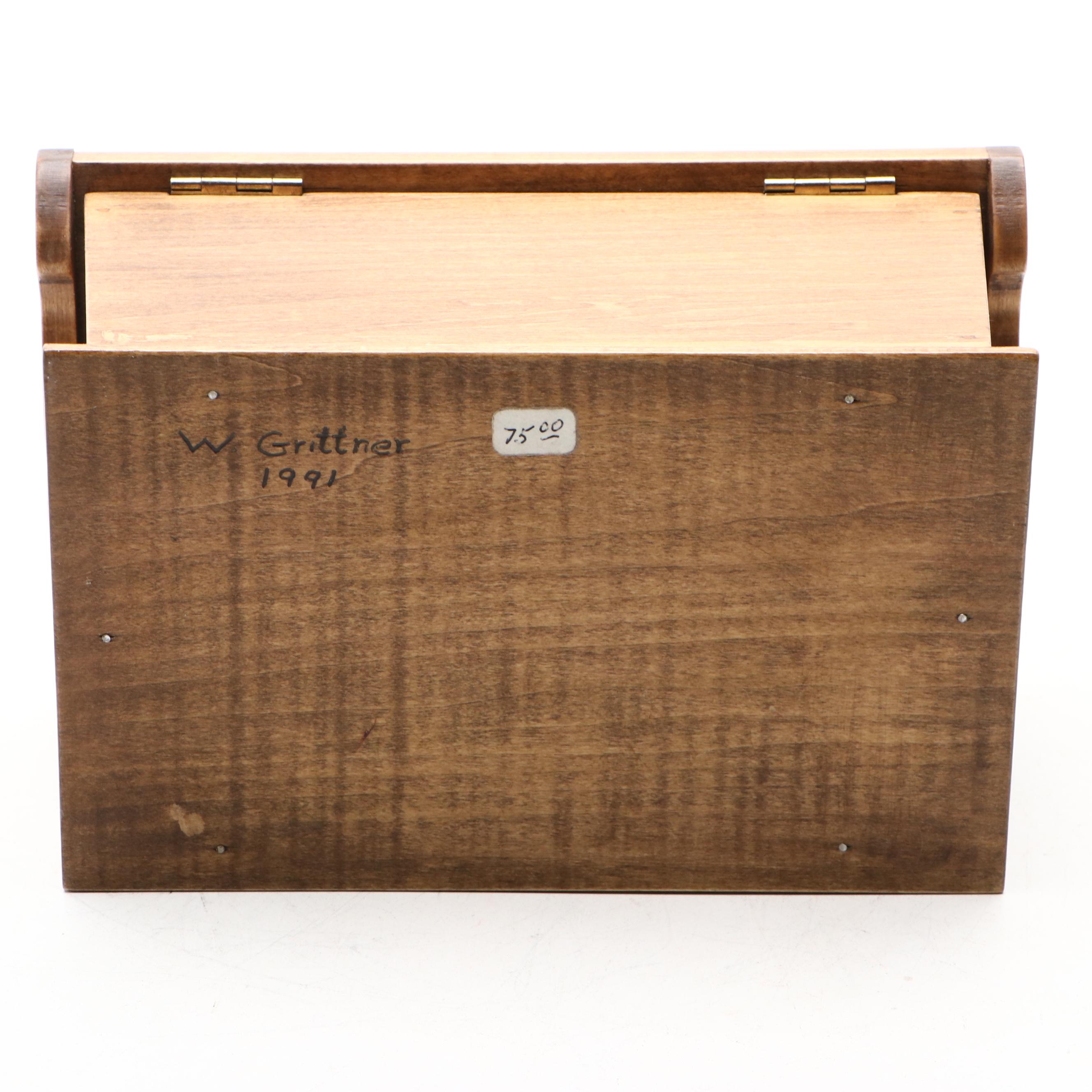 Carved Wood Decorative Box Signed "W. Grittner, 1991"