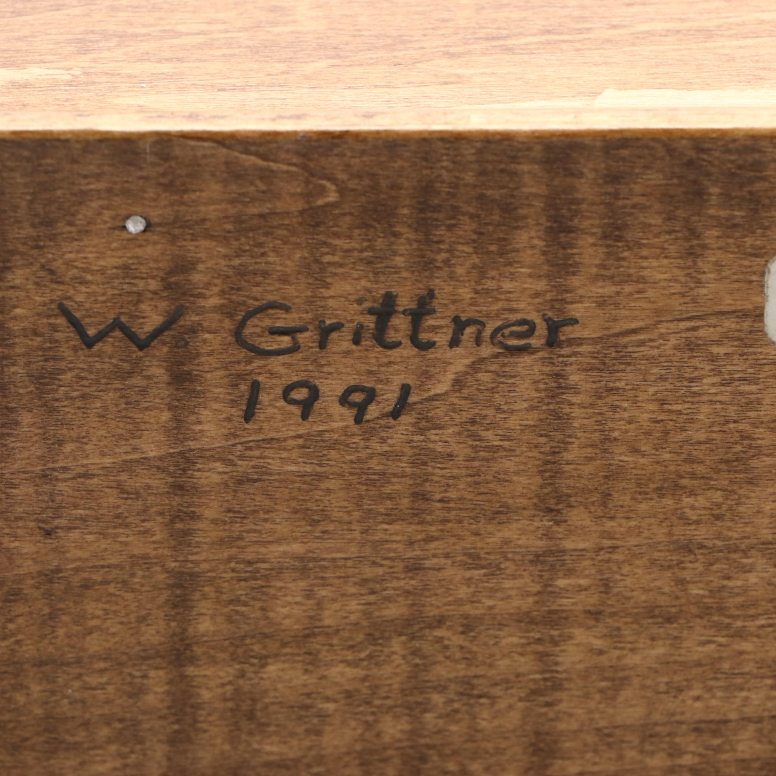 Carved Wood Decorative Box Signed "W. Grittner, 1991"