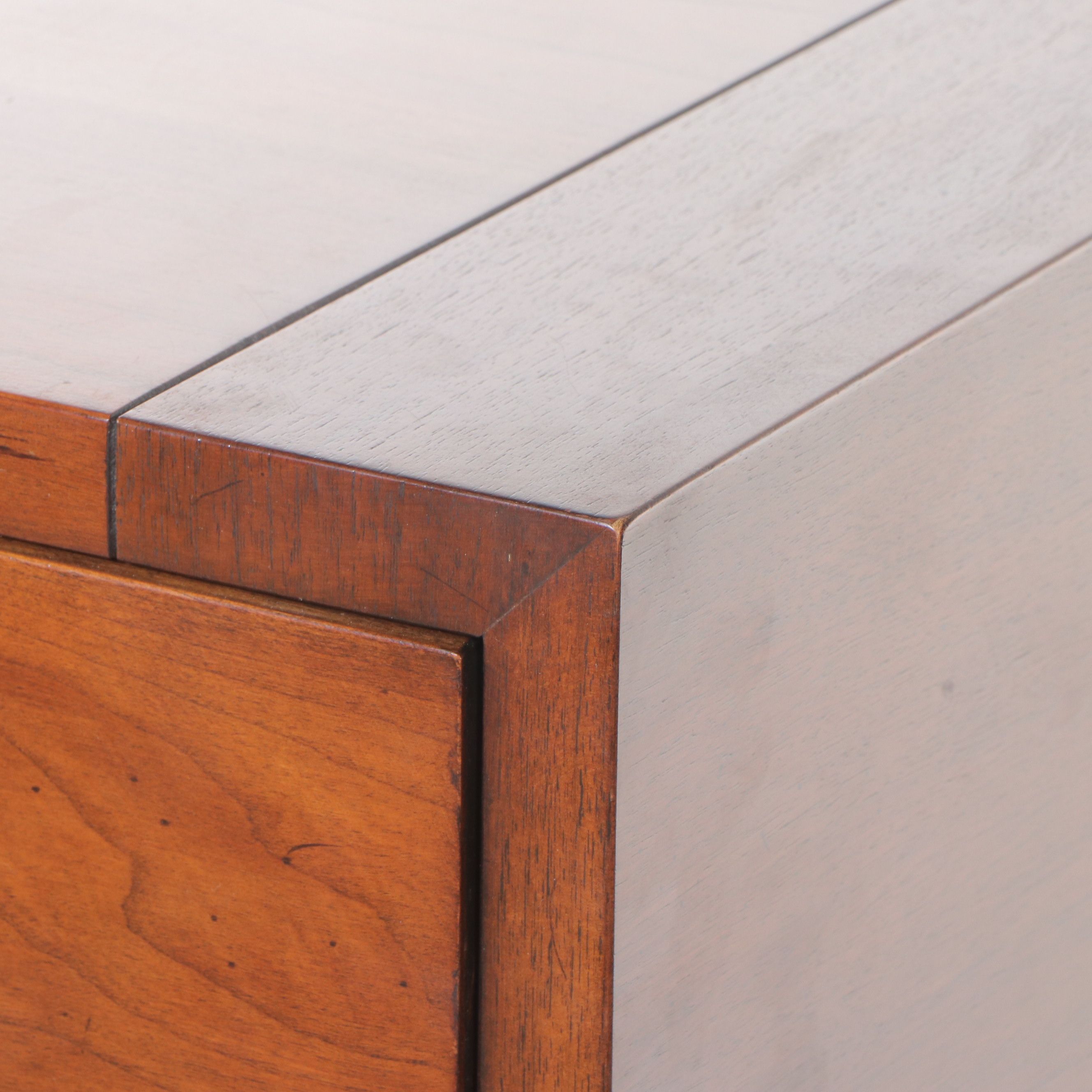 Johnson Furniture Co. Campaign Style Walnut Tall Chest of Drawers