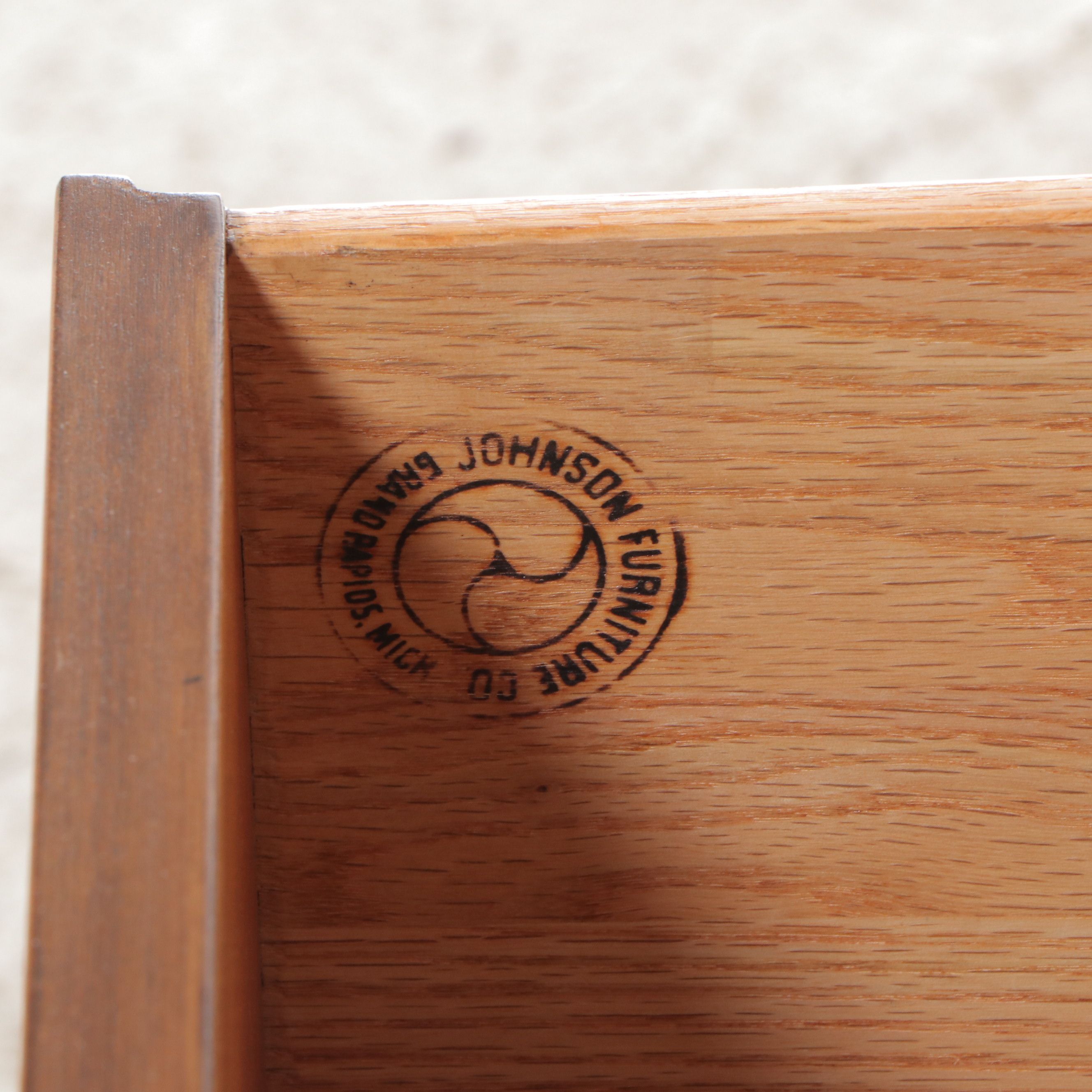 Johnson Furniture Co. Campaign Style Walnut Tall Chest of Drawers