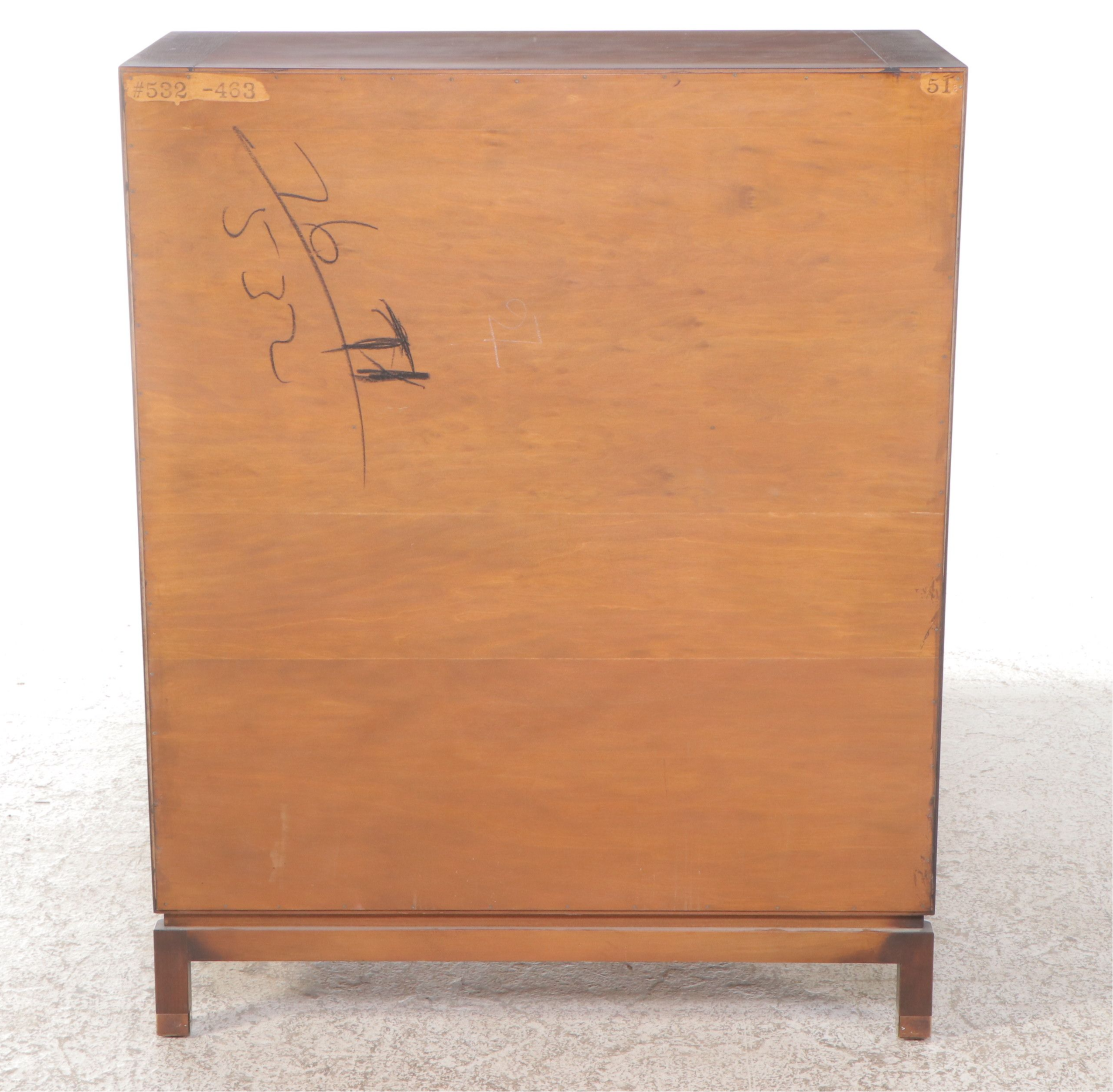 Johnson Furniture Co. Campaign Style Walnut Tall Chest of Drawers